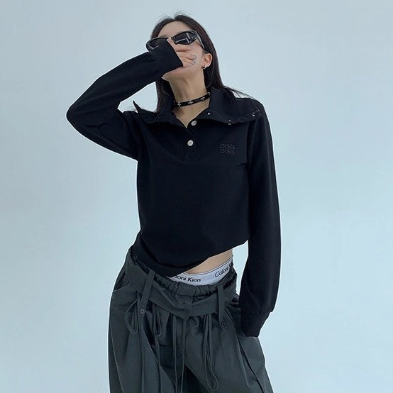 2Way High-Neck Slim Long Sleeve Cutsew OS2038