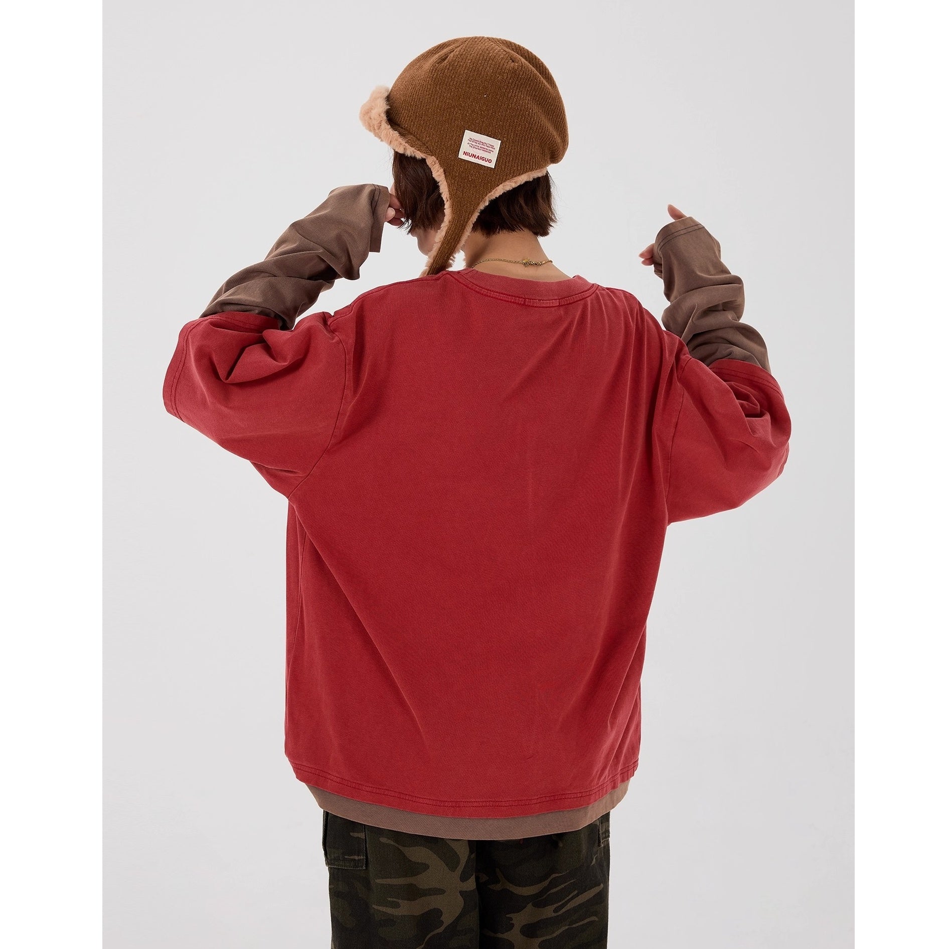 Graffiti Print Fake Layered Long-sleeved T-shirts MW10241