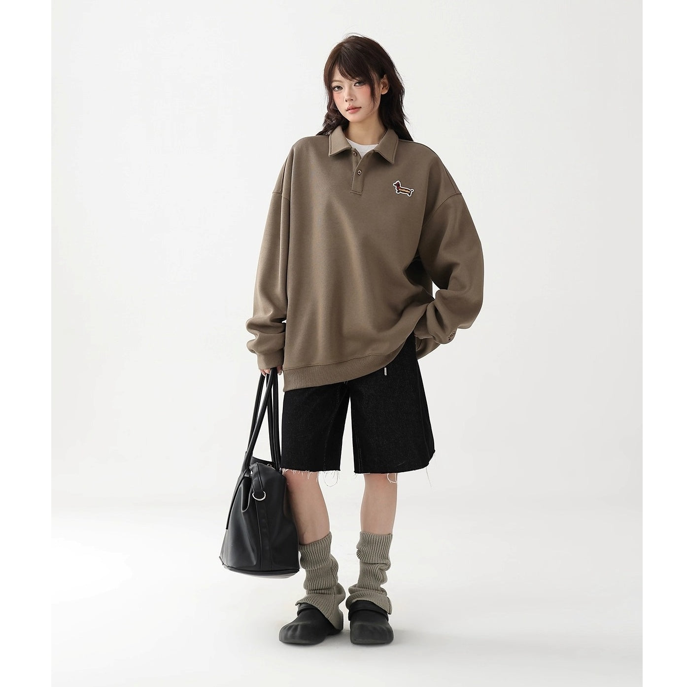 Dachshund Embroidered POLO Collar Sweat AC7155