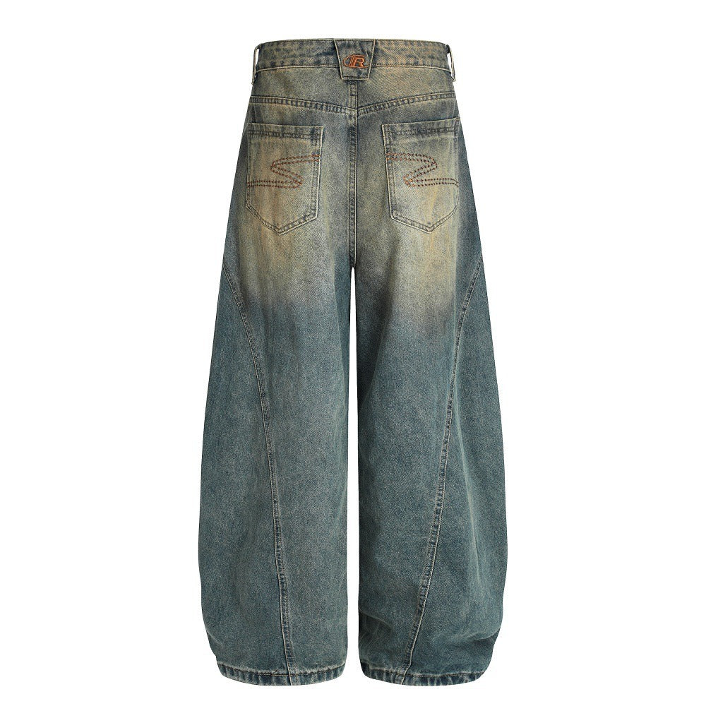 Wash Three-dimensional Deconstruction Loose Curve Jeans MW10268