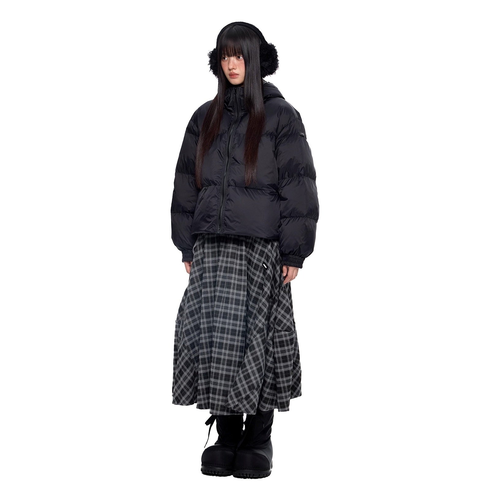 Small Ear Hooded Short Down Jacket EZ251