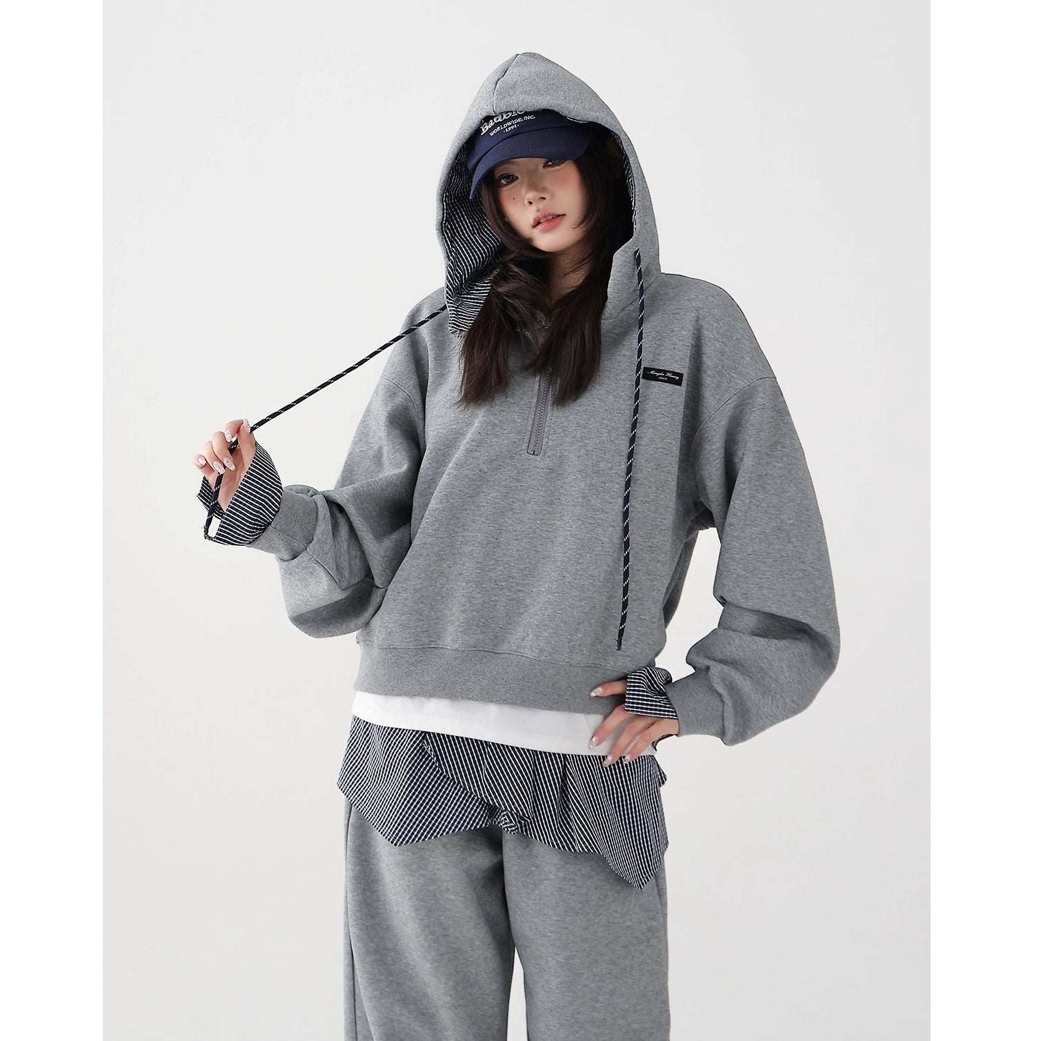 【上下別売り】Shirt Stitch Hoodie & Wide-Leg Sweat Pants Set-up AC7161