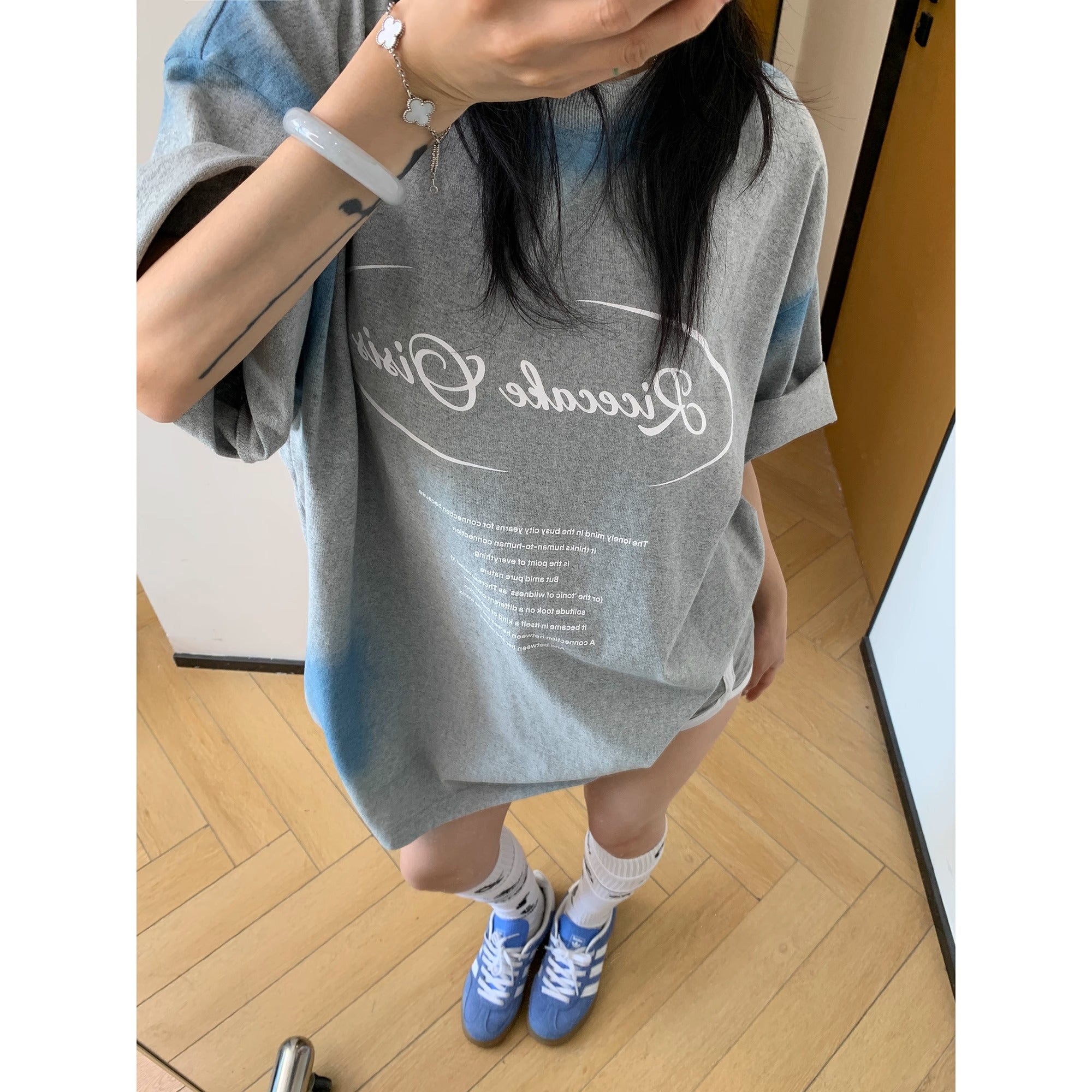 Spray Letters Print OverSize T-Shirt MW10177