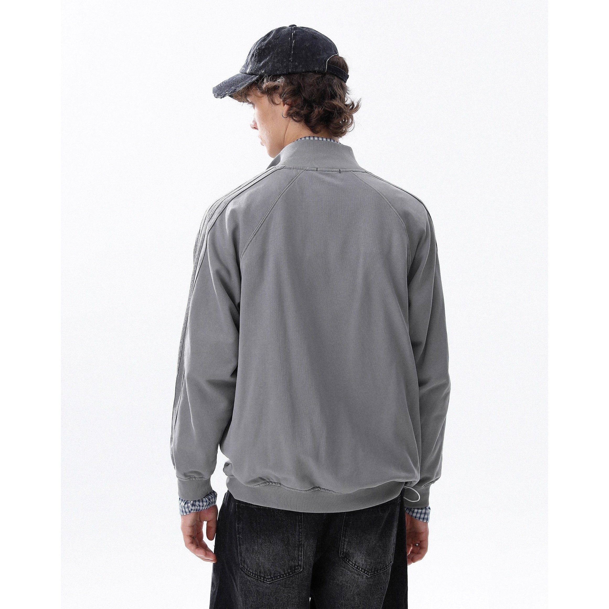 Patchwork Three Bar Stand Collar Jacket MR8026