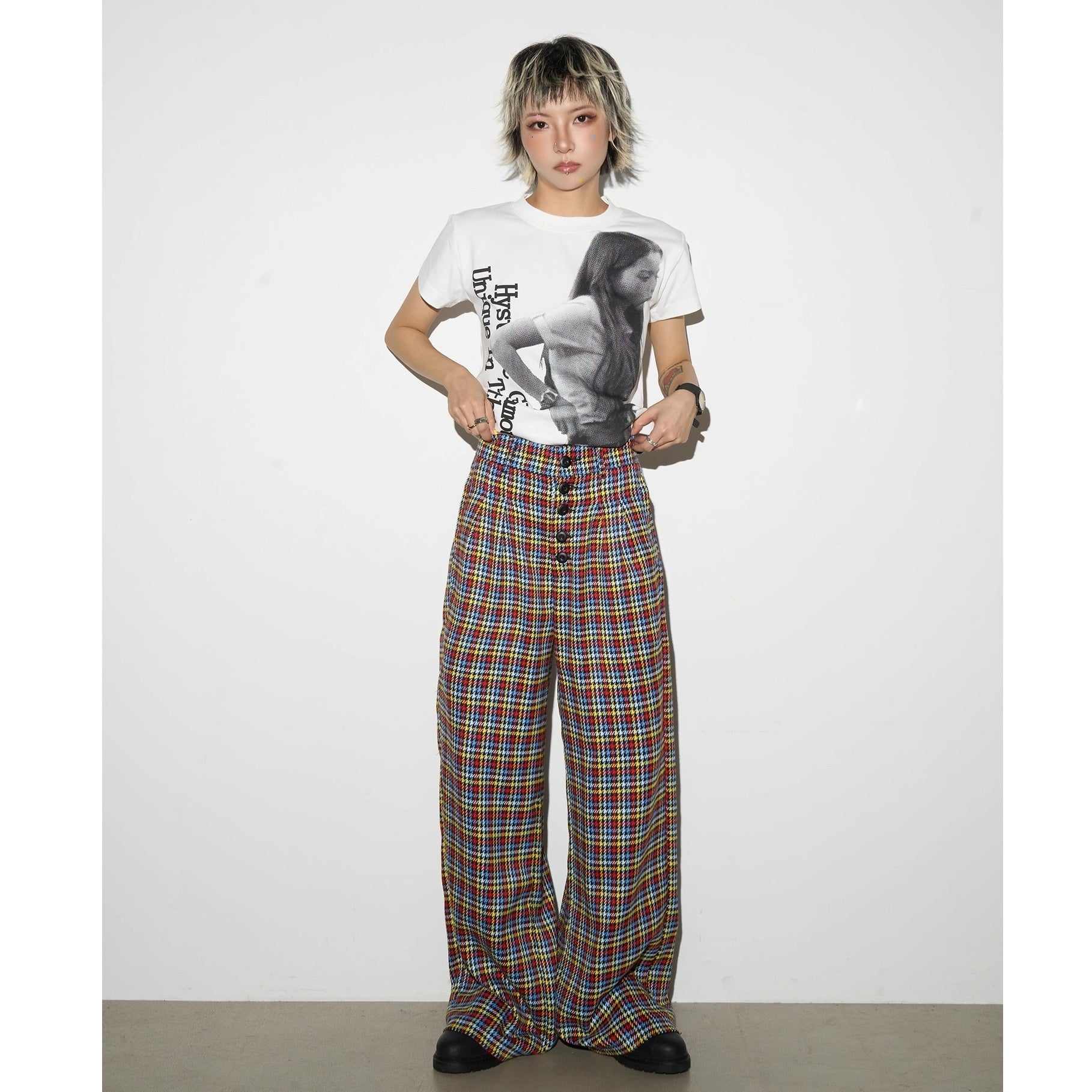 Portrait Letter Print Slim T-shirt MN9019