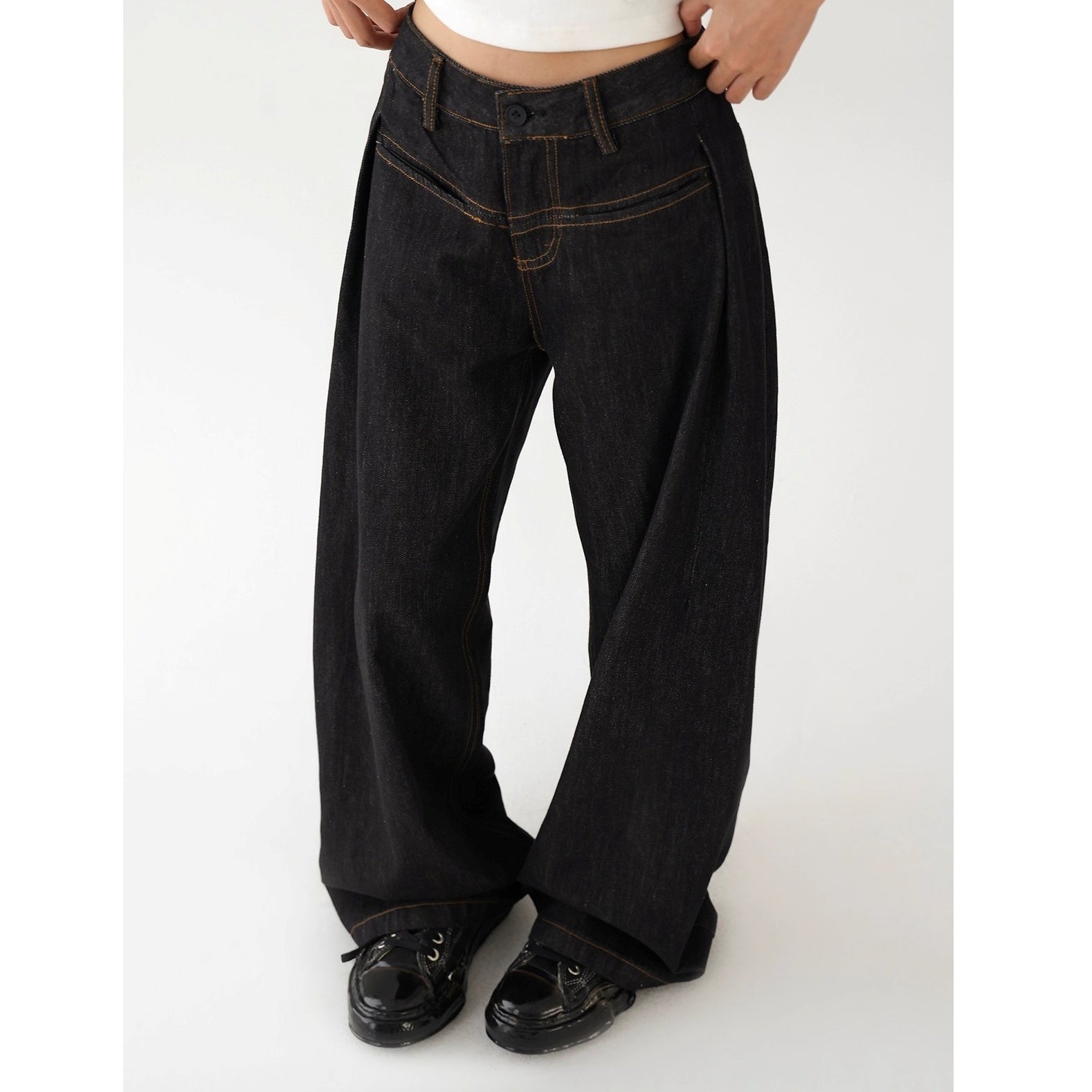 Stitch Wide-Leg Raw Cow Jeans AC7152