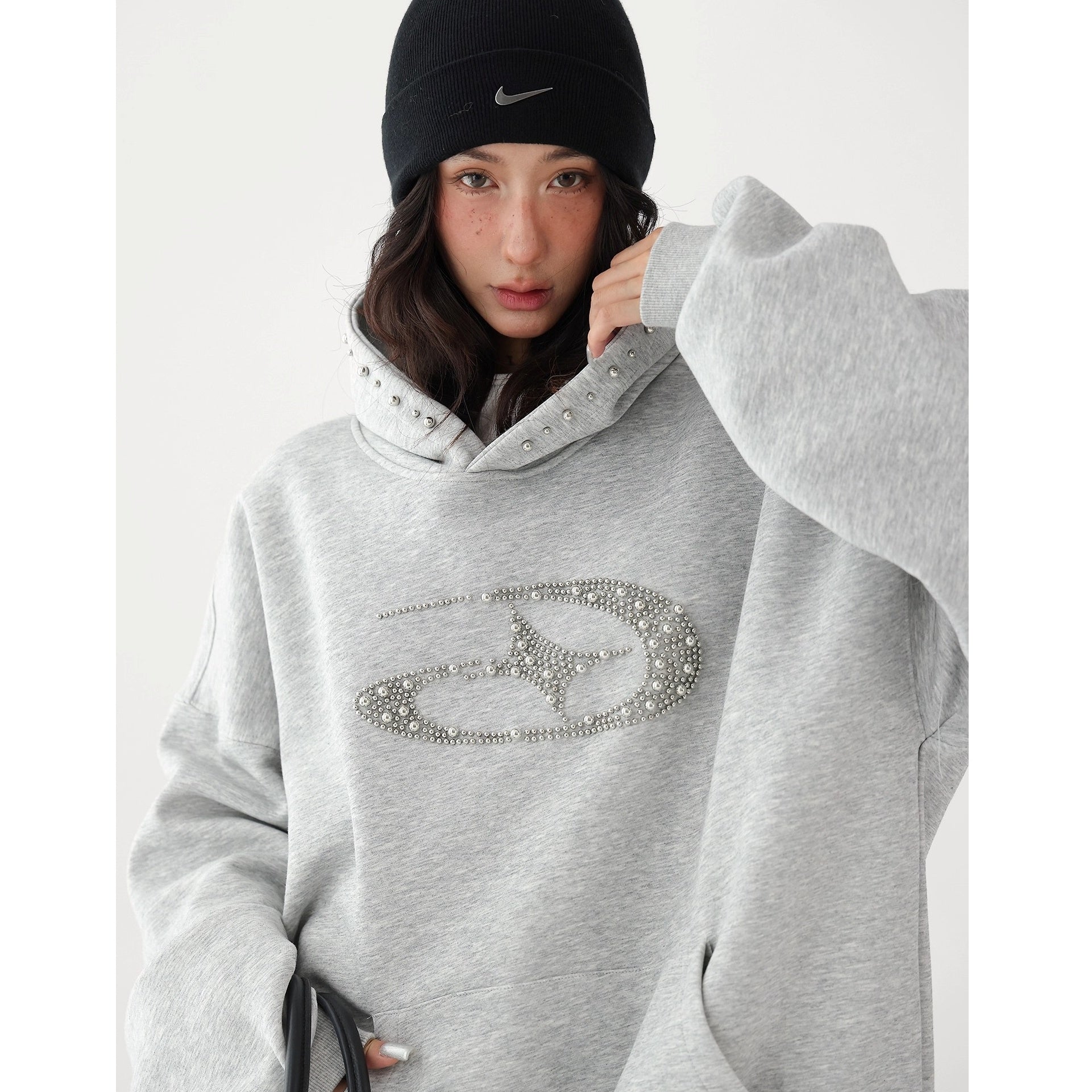 Bead Stitch Loose Sweat Hoodie AC7015