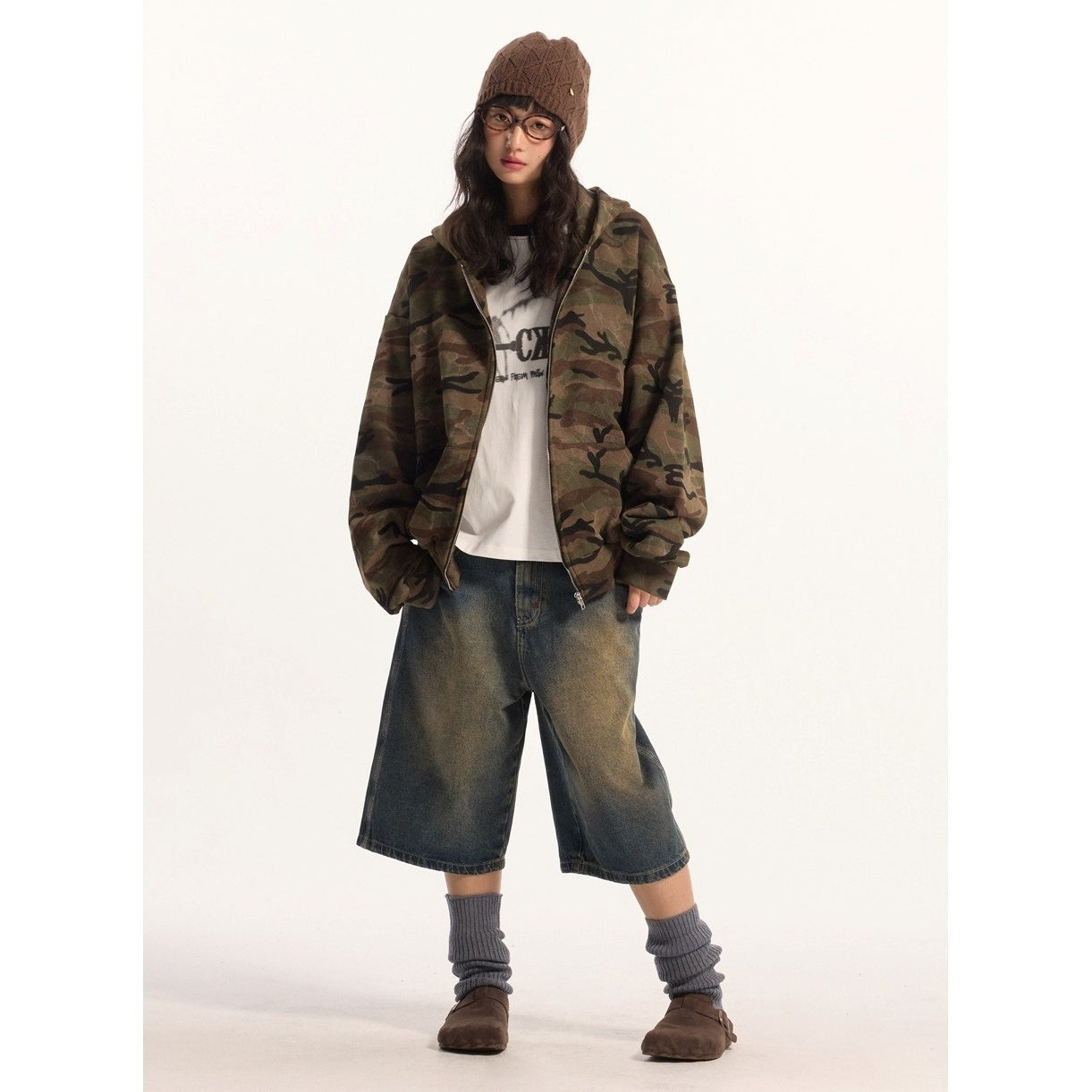 Wash Camouflage Hooded Sweat Jacket MW10309