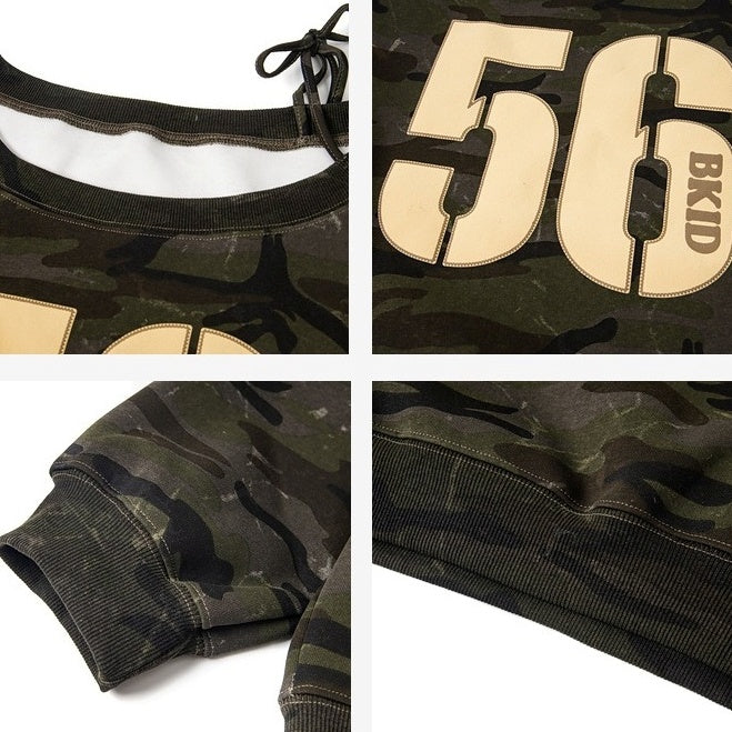 Camouflage One-shoulder Sweat MW10269
