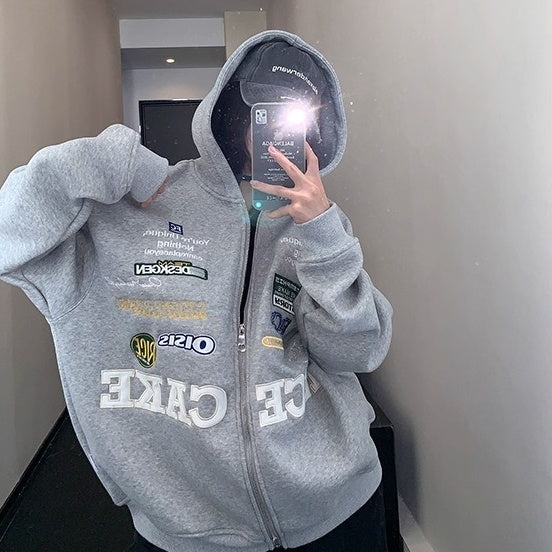 Racing Style Embroidery Hooded Jacket OS2047