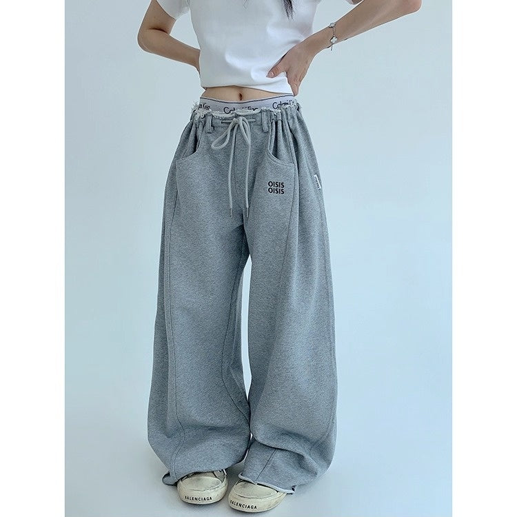 Raw Edge Wide-leg Sweat Pants OS2052