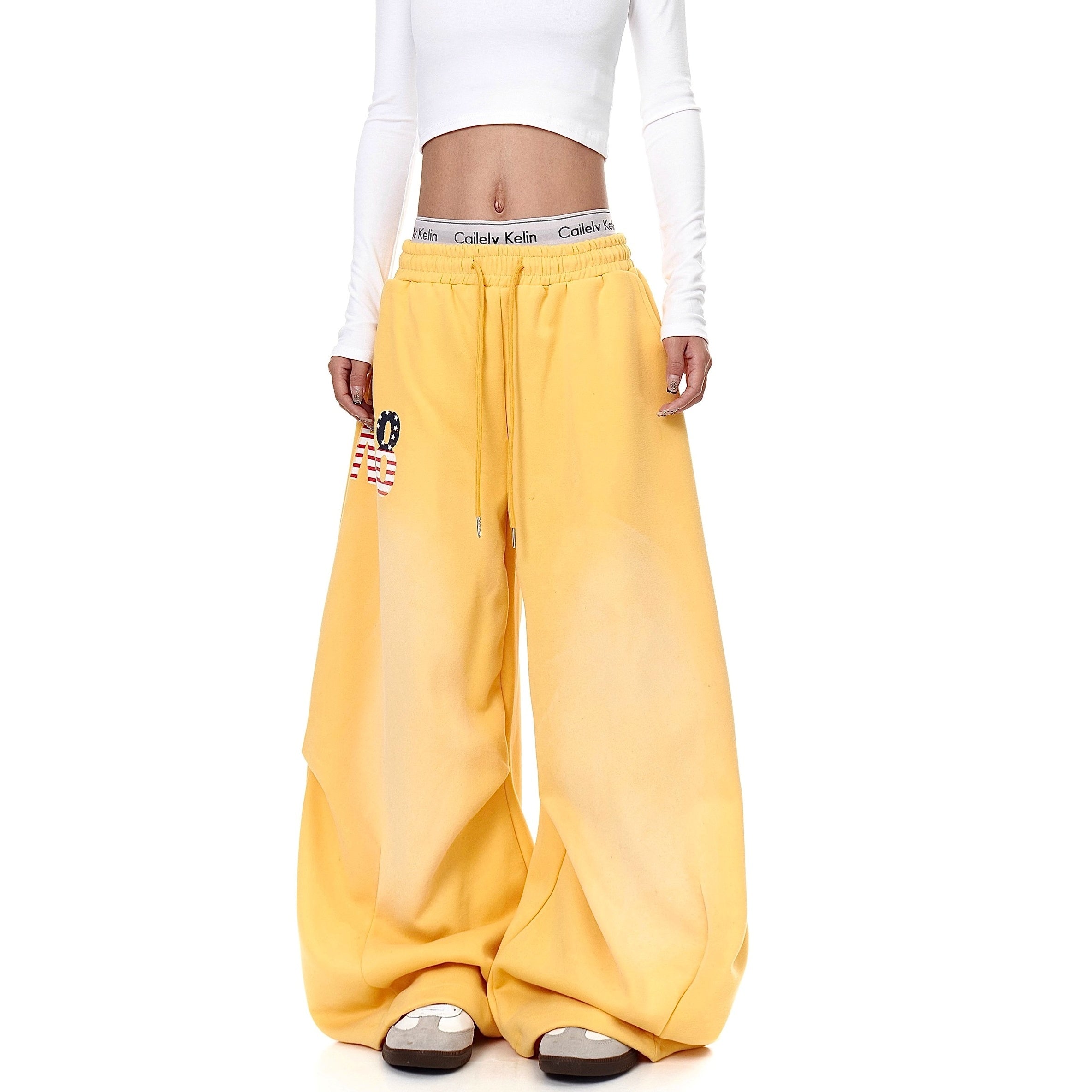 American Letter Print Loose Sweat Pants BK7012