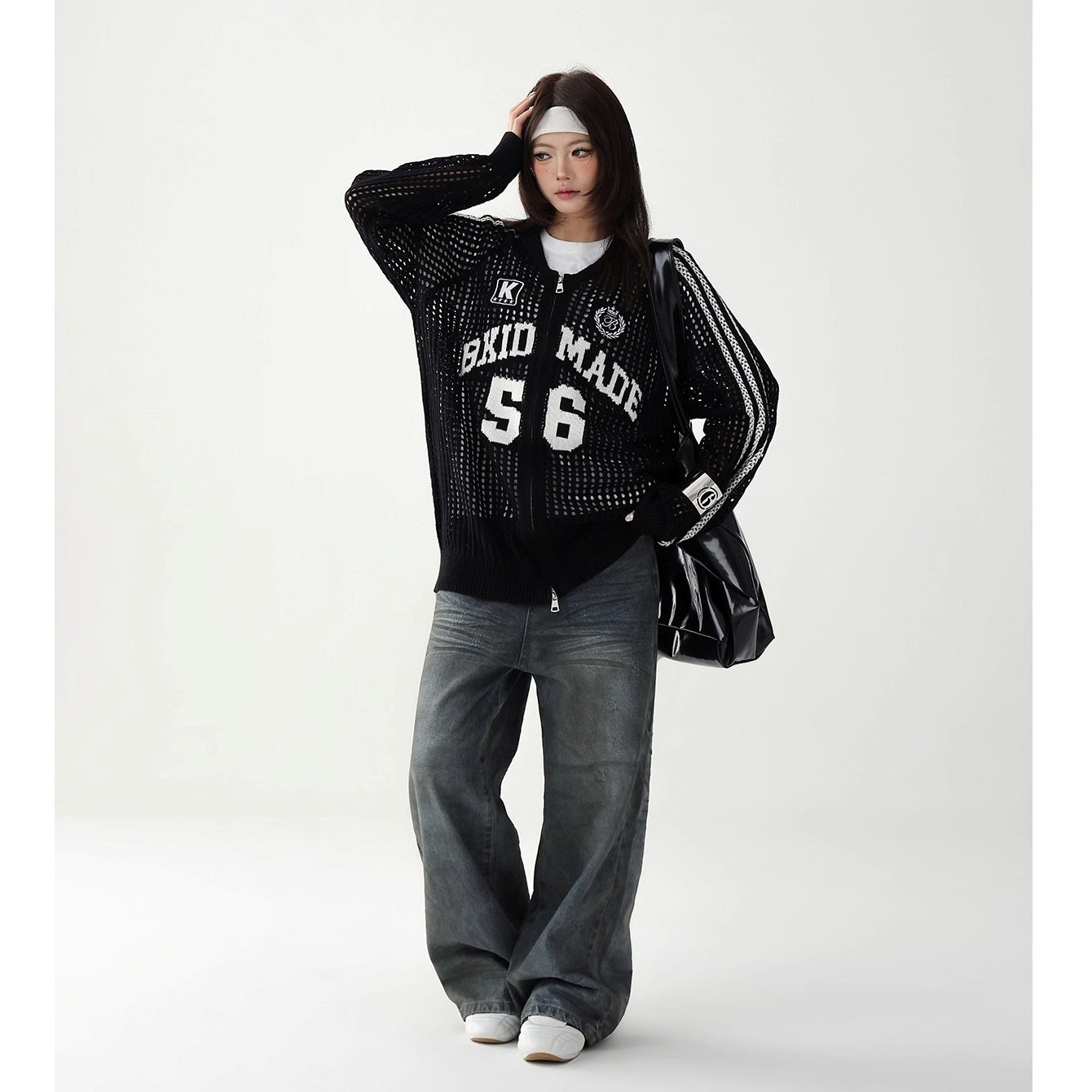 Sporty Mesh Cutout Cardigan AC7160