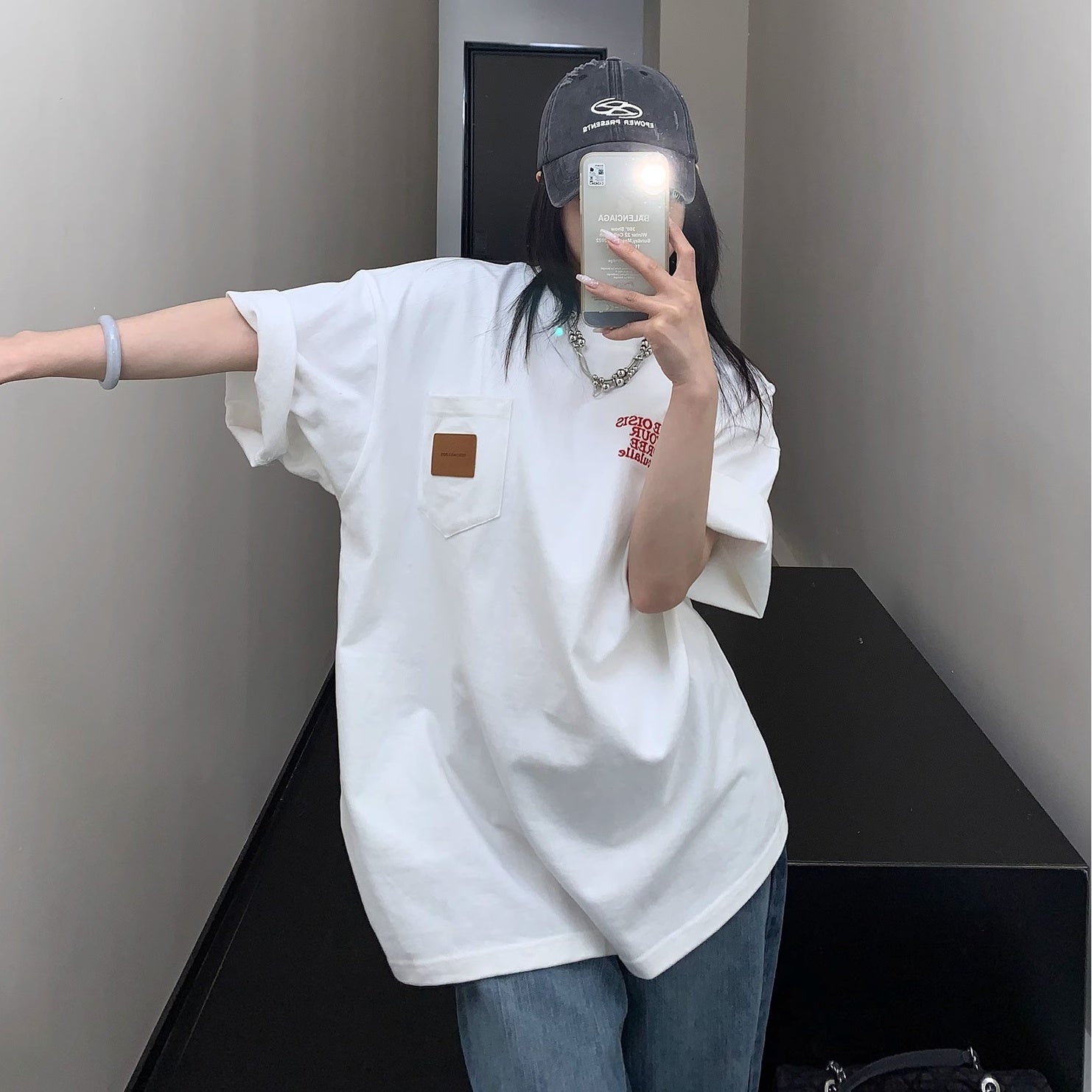 Embroidery & Print Pocket T-shirt OS2009