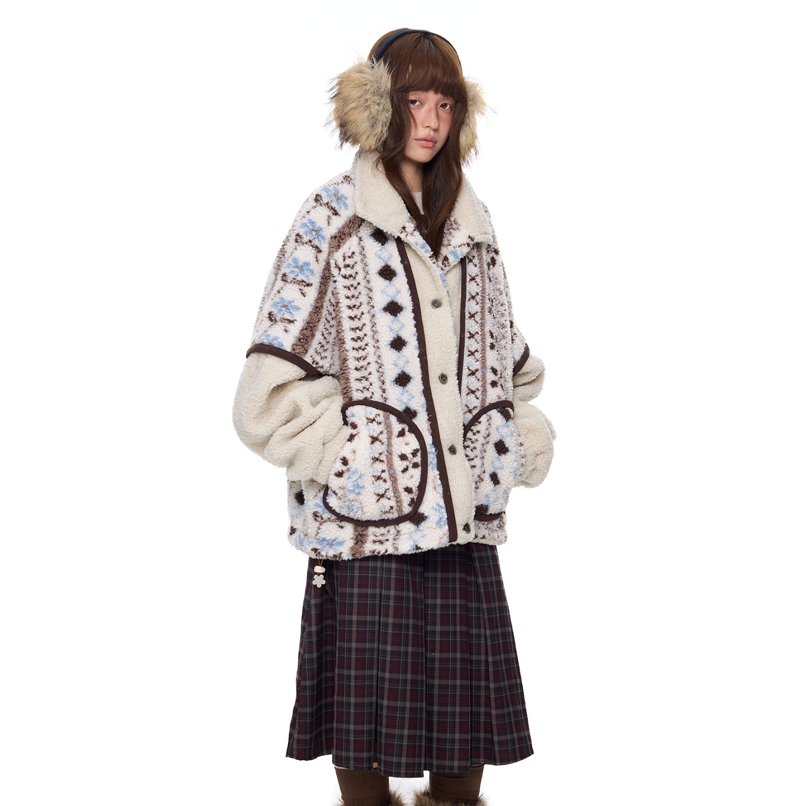 Ethnic Style Polar Fleece Stand Collar Jacket EZ277