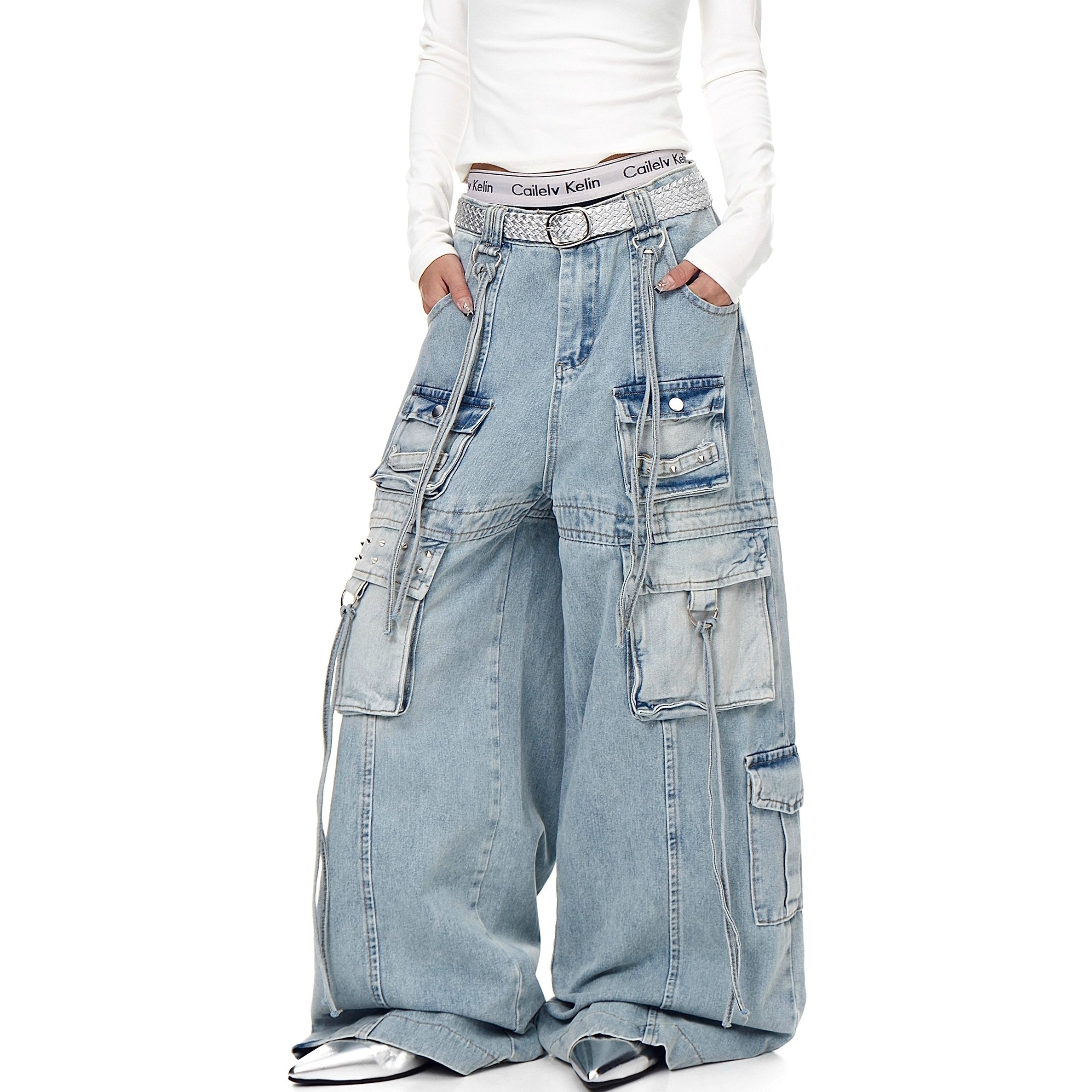 Washed Heavy Industry Cargo Jeans BK7009