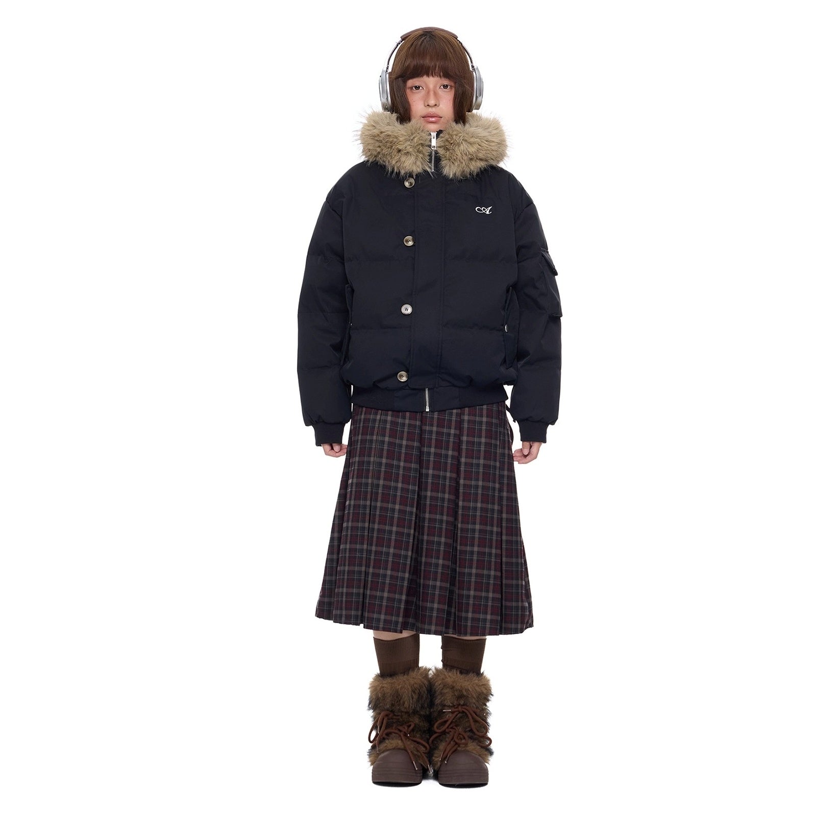 Large Fur Collar Hooded Down Jacket EZ301