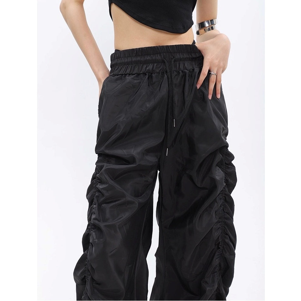 Side Gather High-waisted Loose Long Pants MW10256