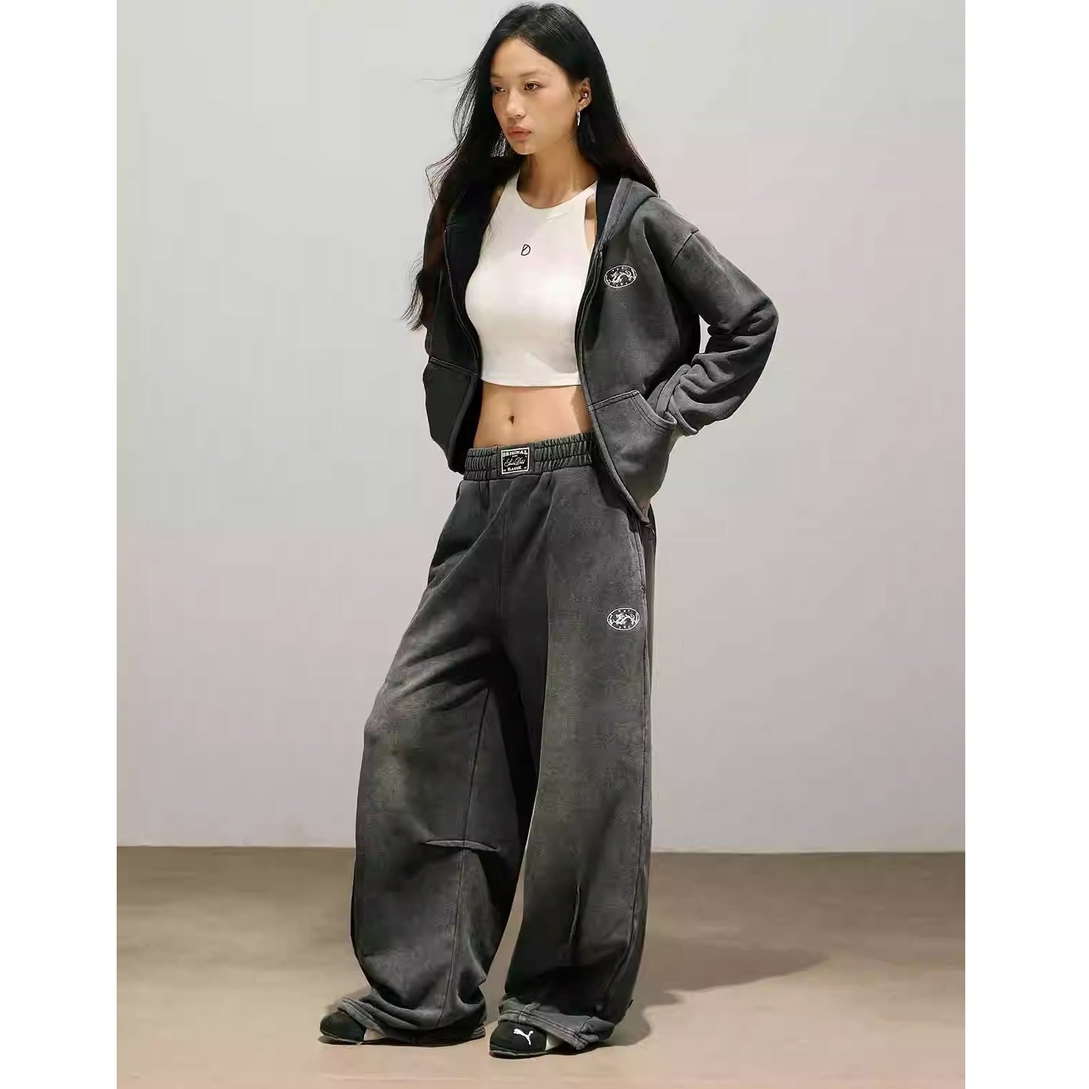 【上下別売り】Washed Embroidered Hooded Parka & Sweat Pants MW10339