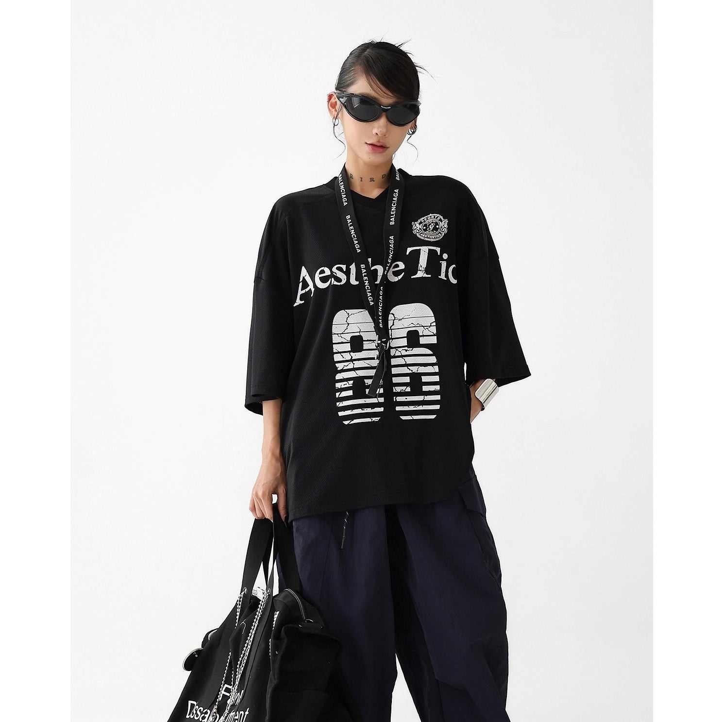Letter Print Oversize Sports T-Shirt AC7118