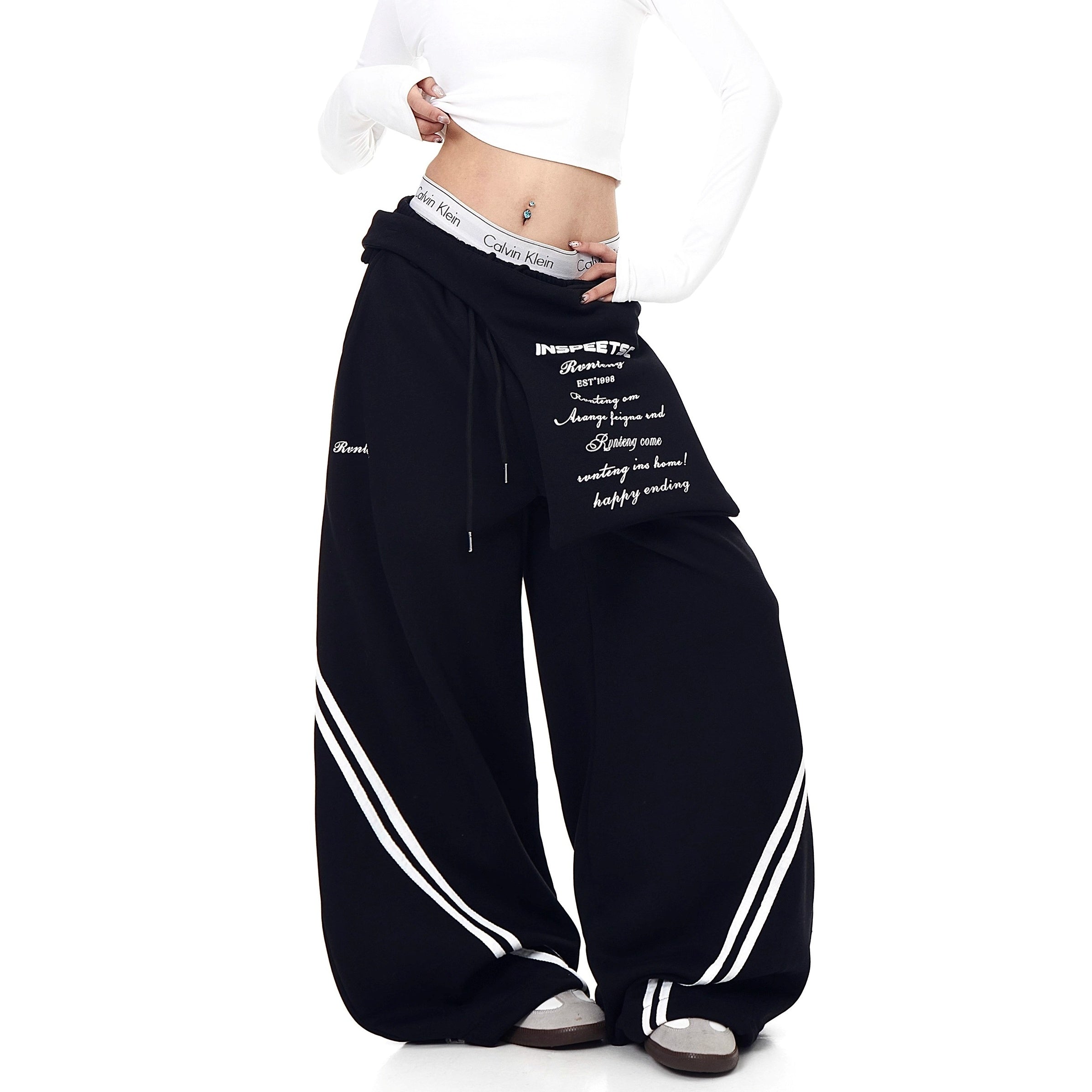 Waist Layered Design Curve Sweat Pants BK7062