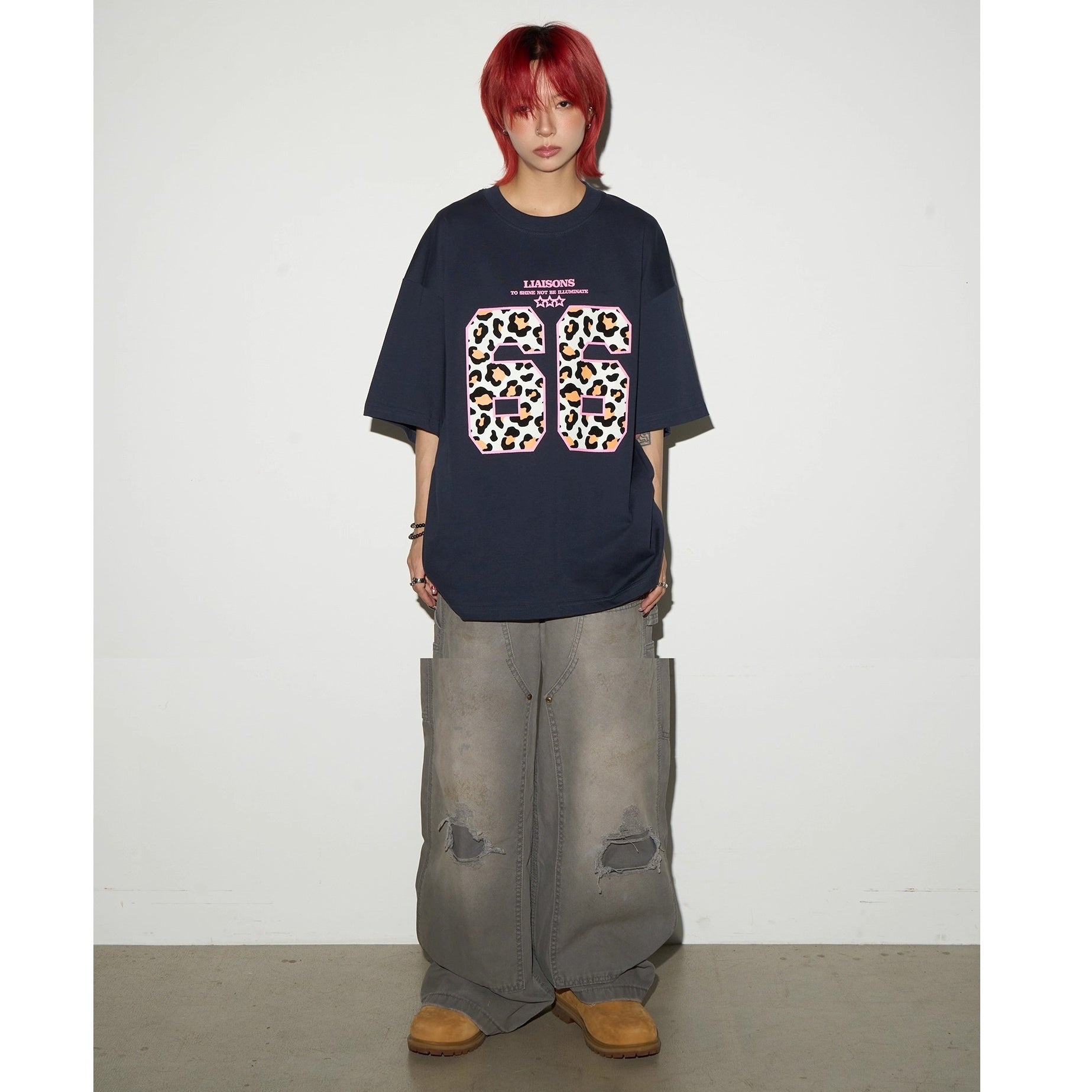 Flocked Leopard Print T-Shirt MN9009