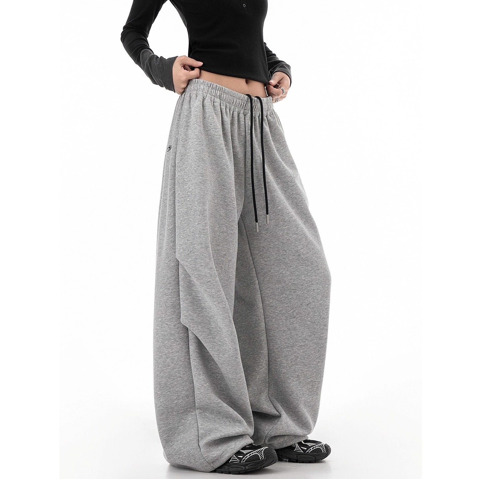 Tuck Drape Wide-leg Sweat Pants IC9116