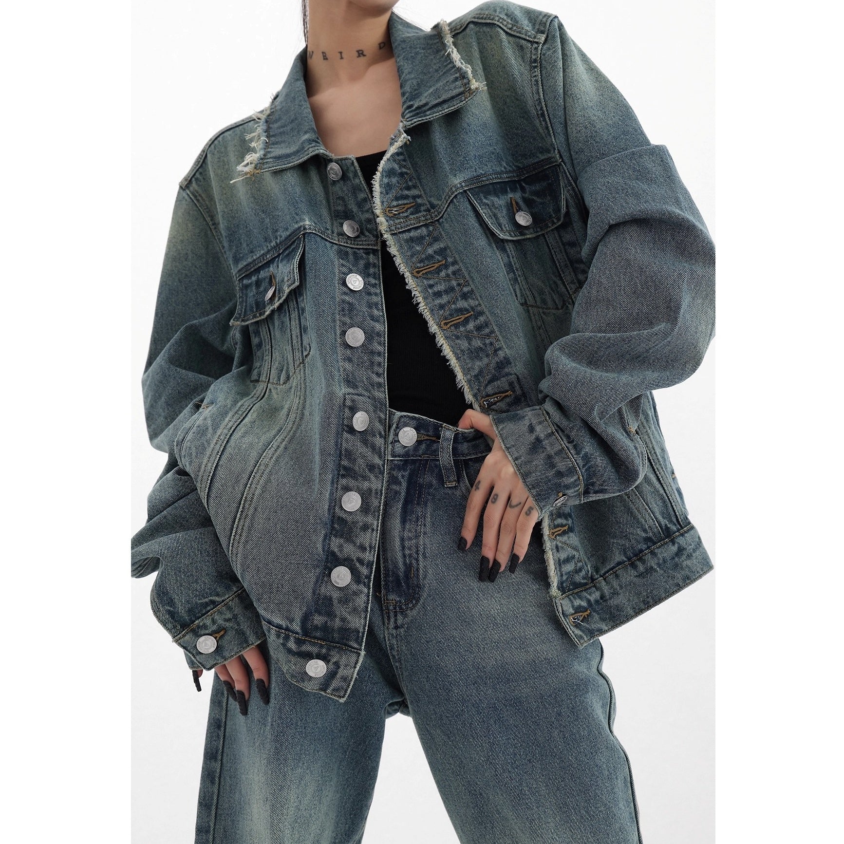 【上下別売り】Vintage Distressed Denim Jacket & Jeans Set-up AC7018