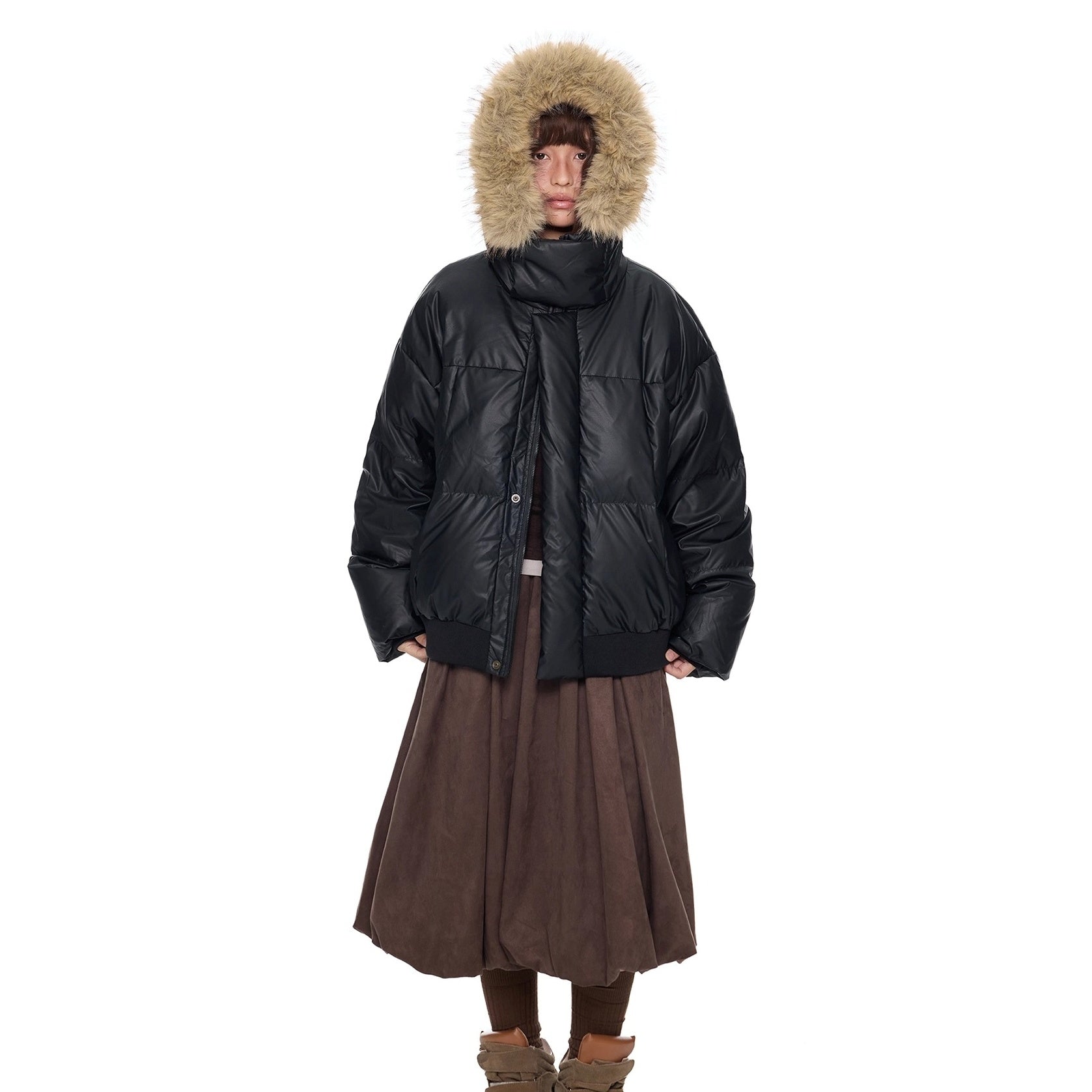 Volume Fur Collar Hooded Down Jacket EZ295