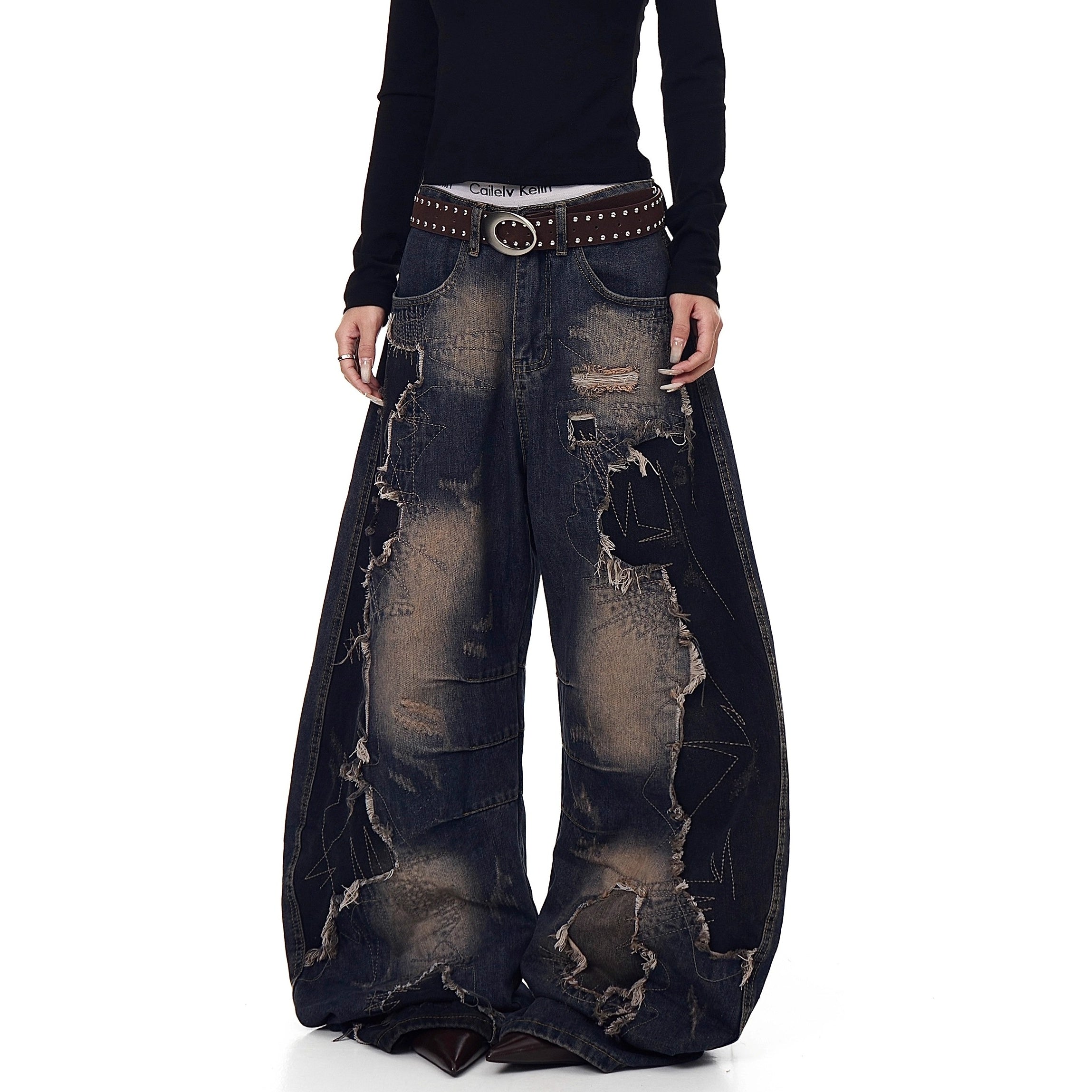 Raw Edge Deconstruction Scimitar Jeans BK7037