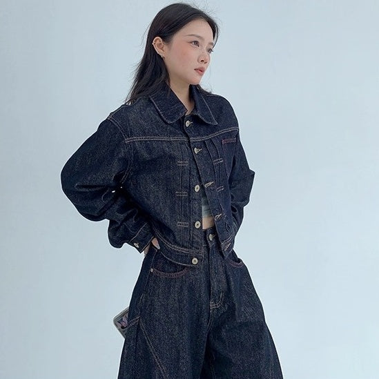 【上下別売り】Cropped Denim Jacket + Wide Curve Jeans MW10243