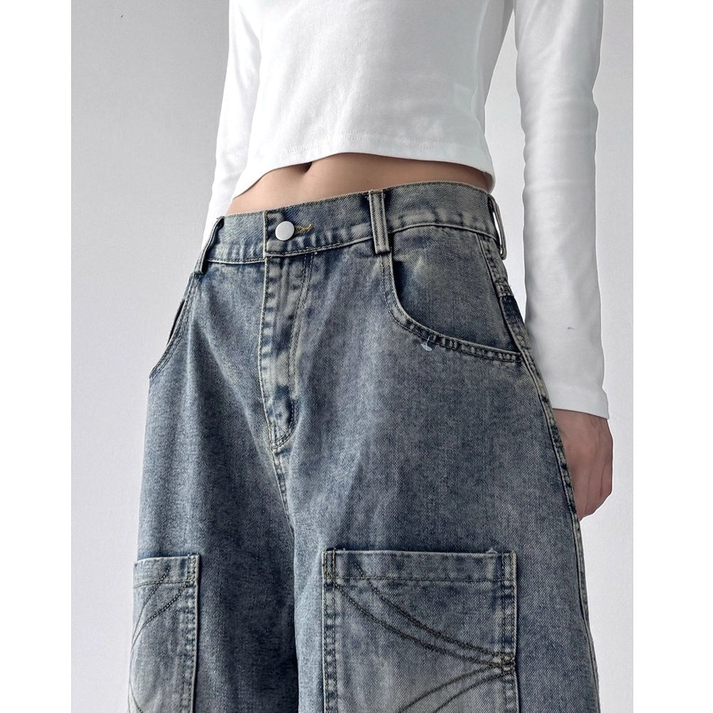 Graffiti Back Print Loose Curve Jeans MW10228