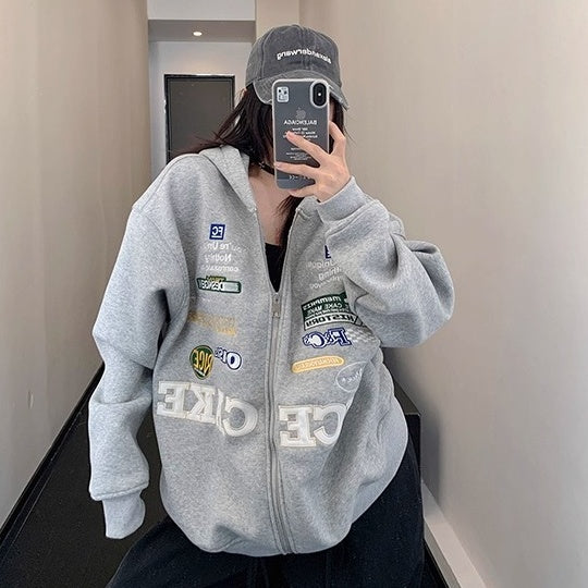 Racing Style Embroidery Hooded Jacket OS2047