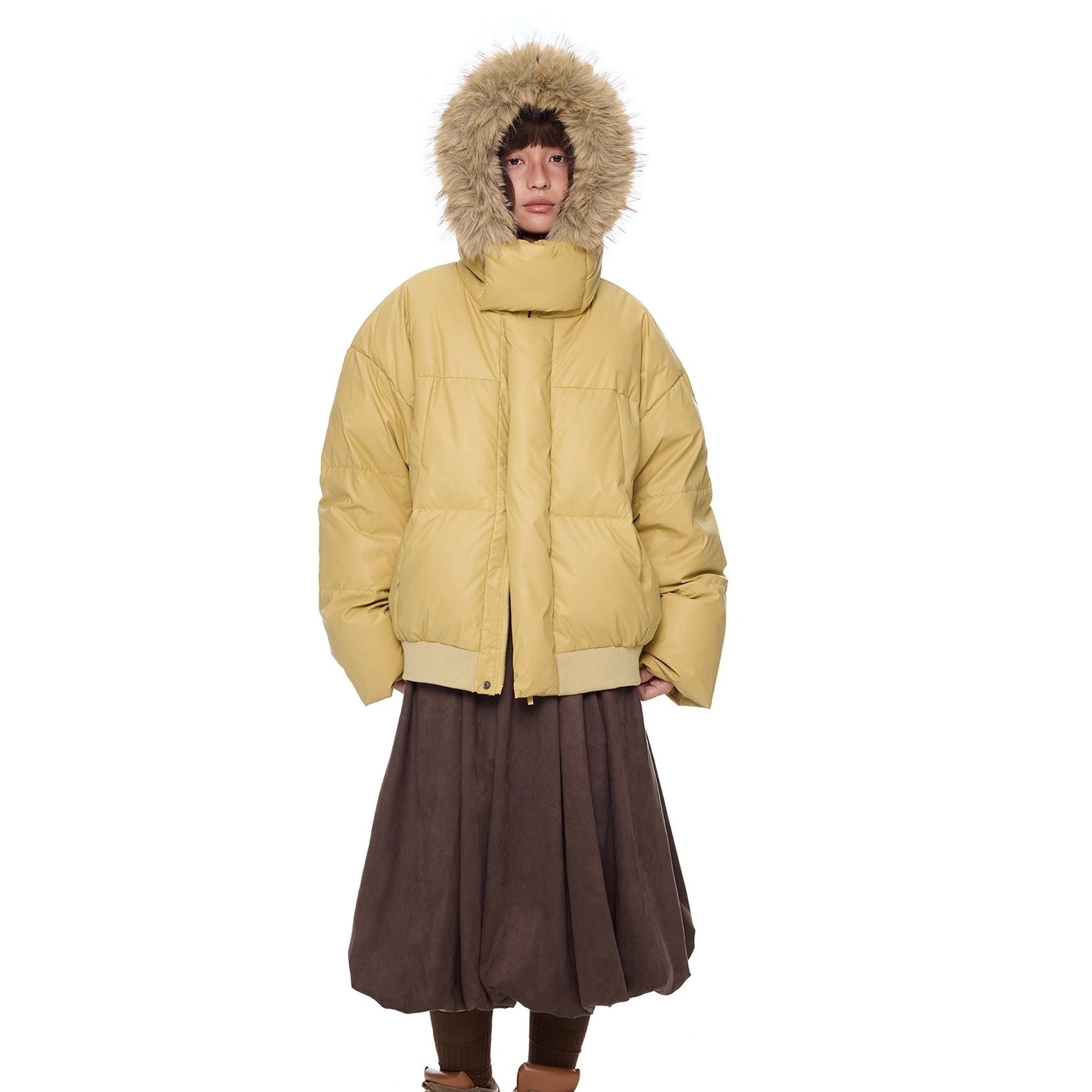 Volume Fur Collar Hooded Down Jacket EZ295