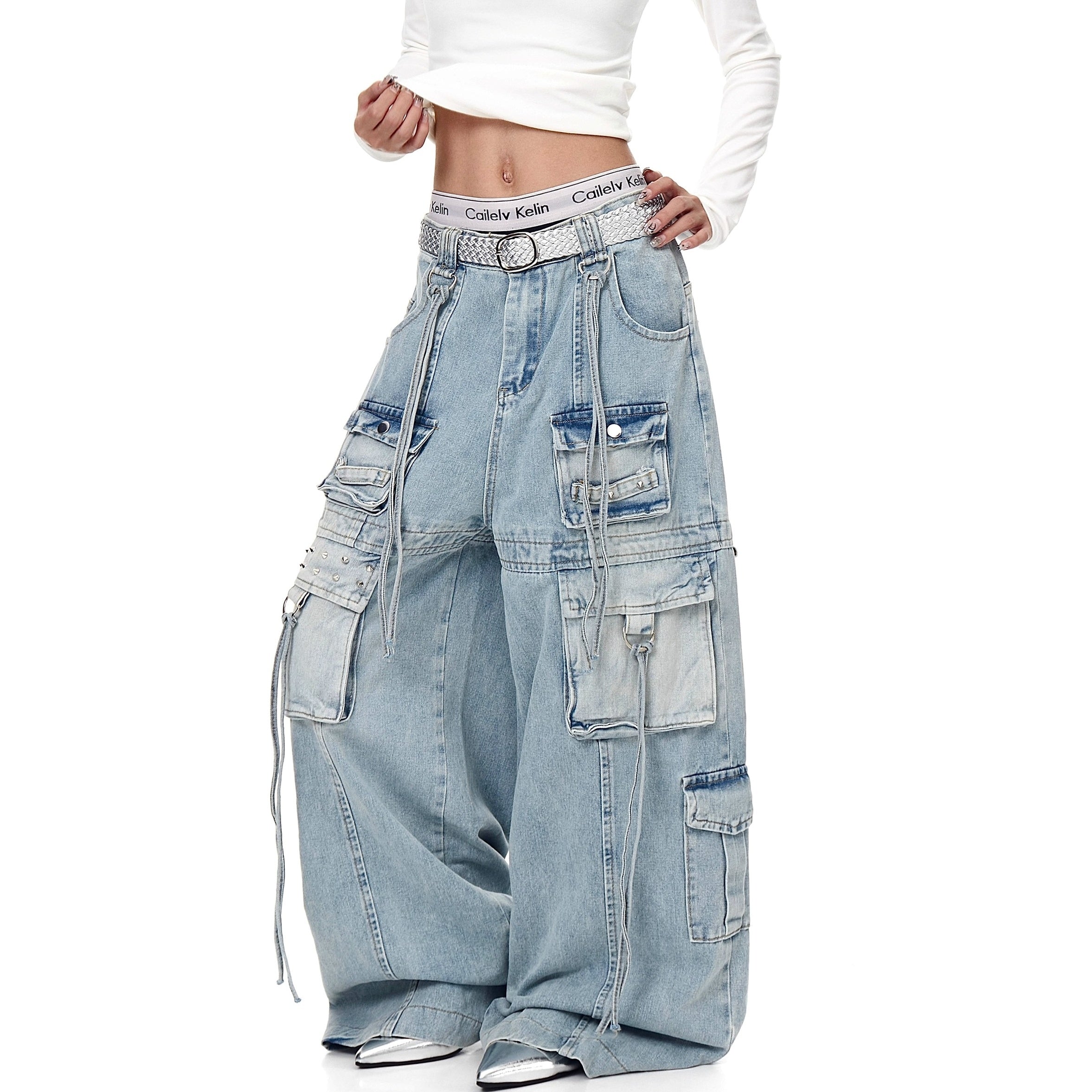 Washed Heavy Industry Cargo Jeans BK7009