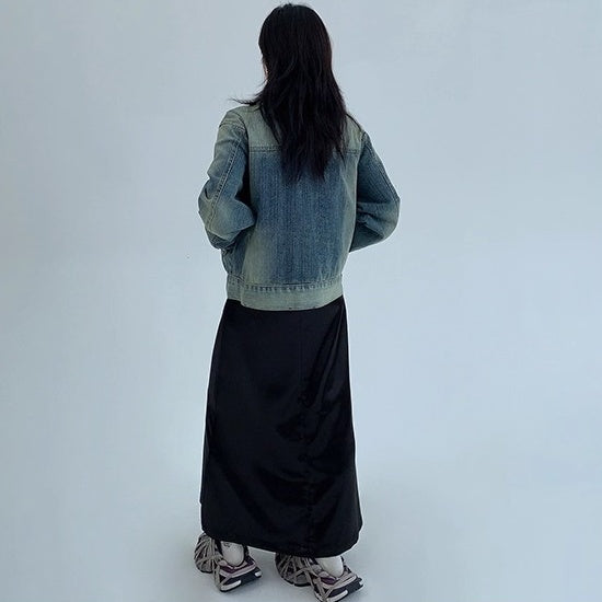 Pearl Bead Short Denim Jacket OS2030