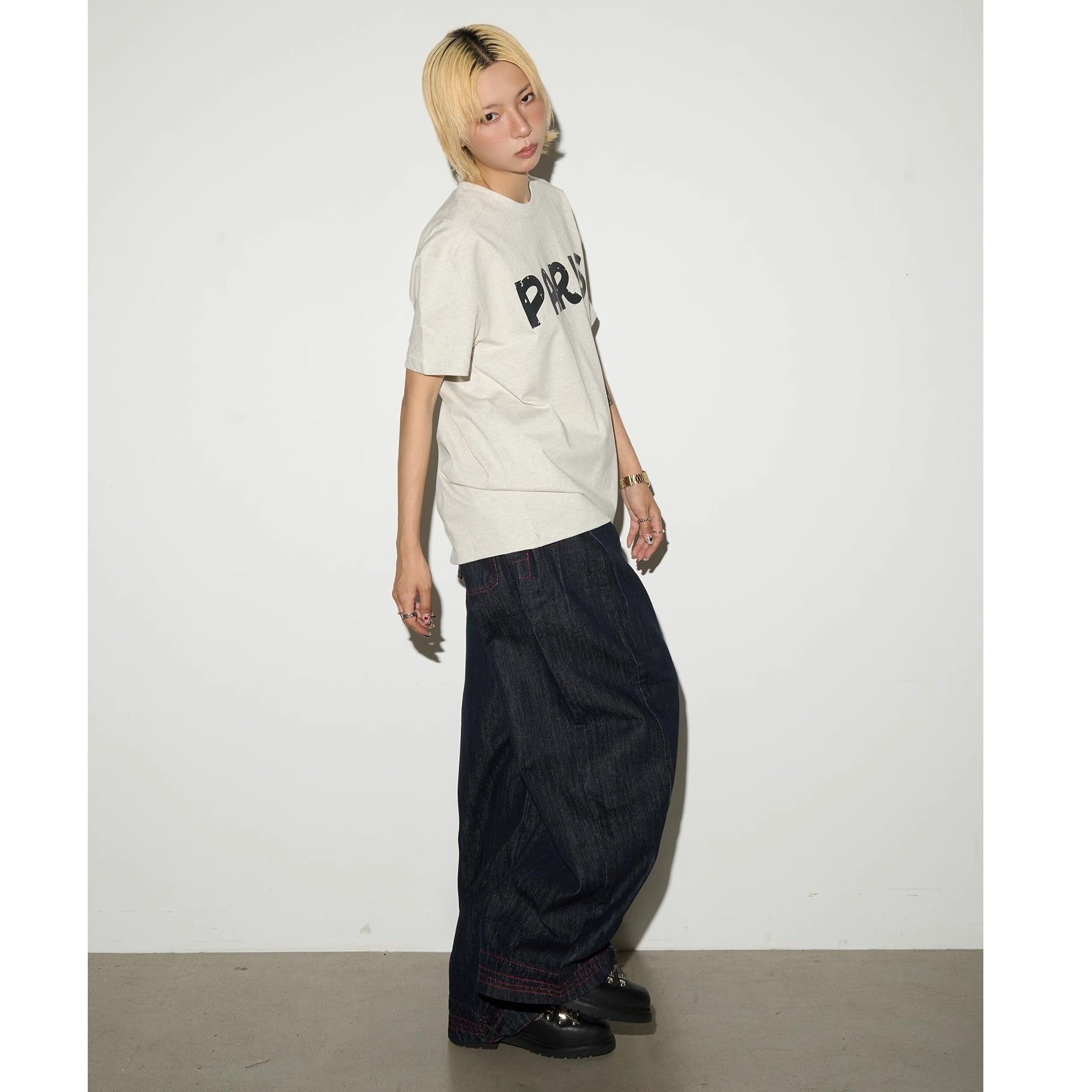 Mottled Letters Printed T-shirt MN9016