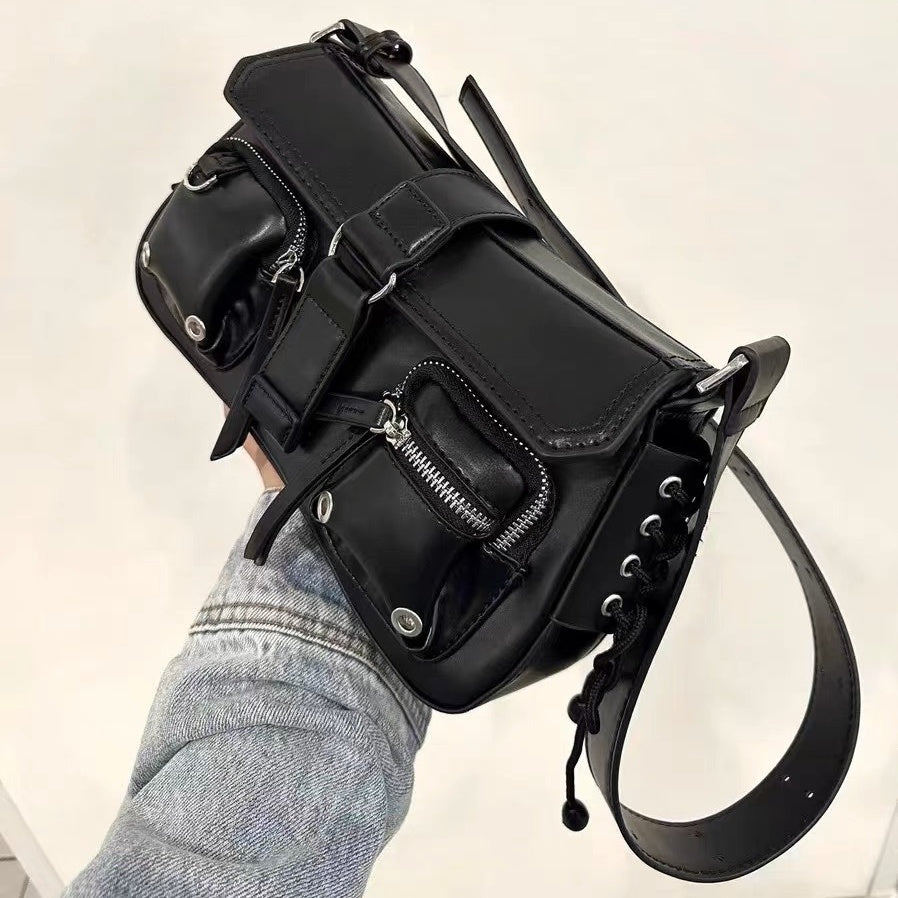 Side Lace-up Armpit Baguette Bag MW10209