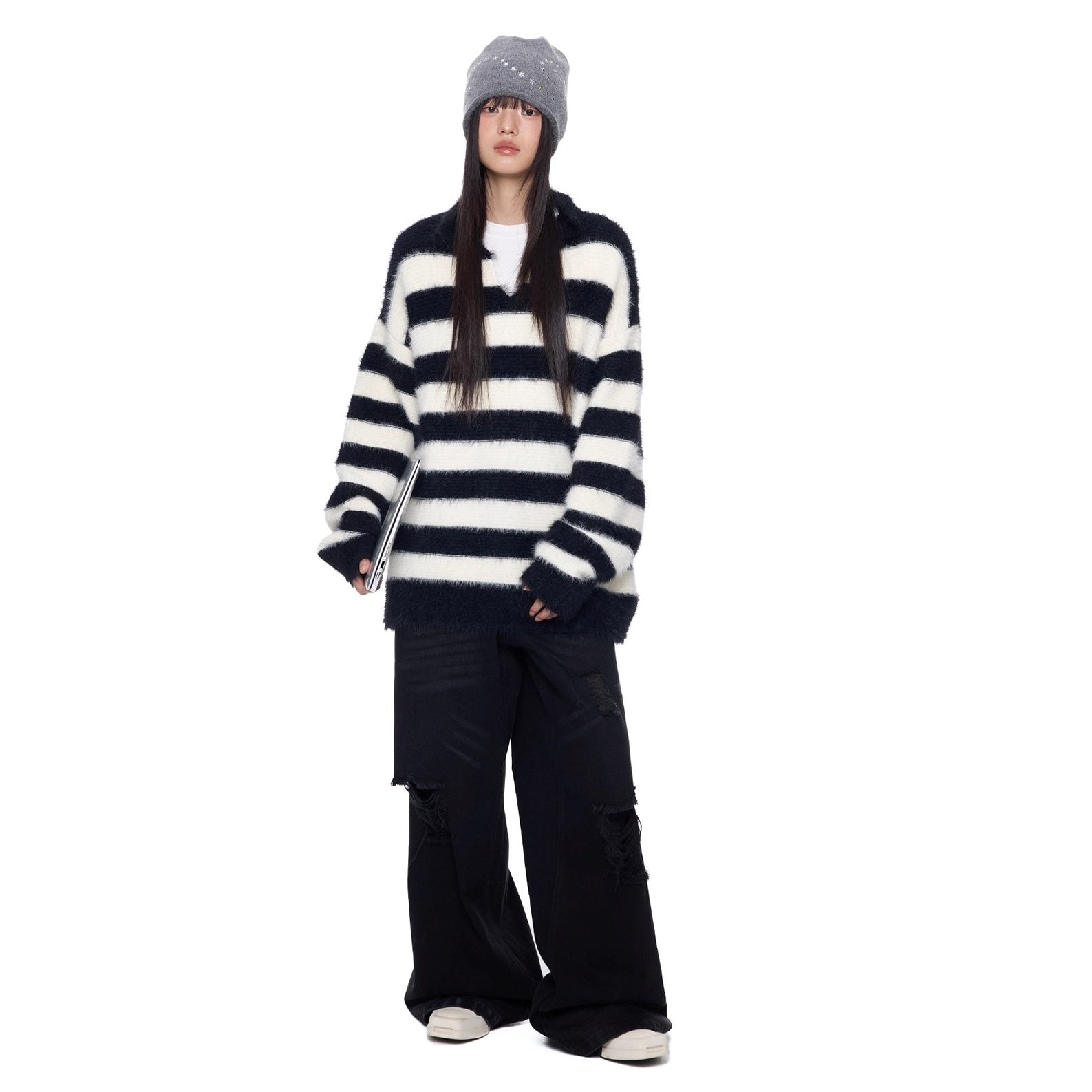 Border Lapels Contrast Sweater EZ265