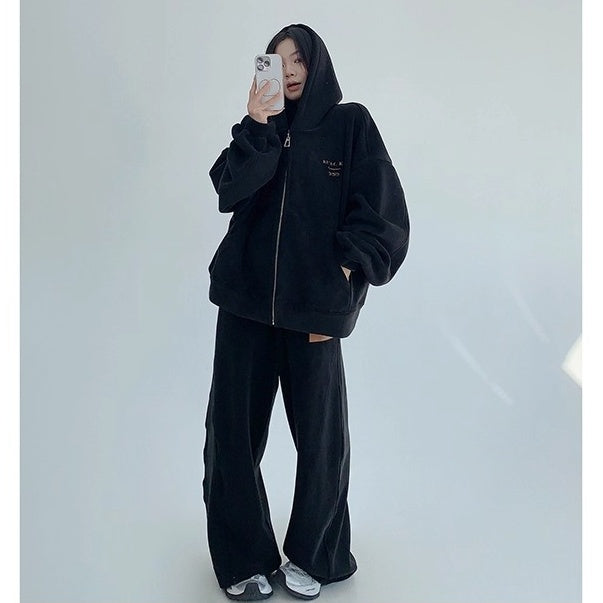 【上下別売り】Relaxed Simple Fleece Hooded Jacket ＆ Pants Set-up OS2077