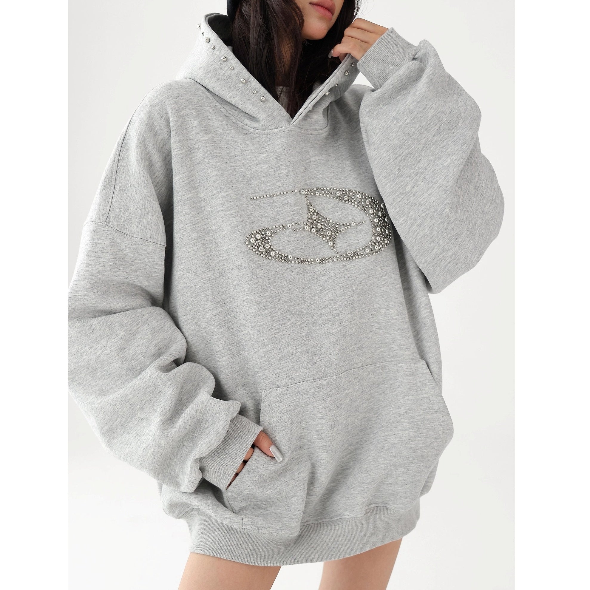 Bead Stitch Loose Sweat Hoodie AC7015