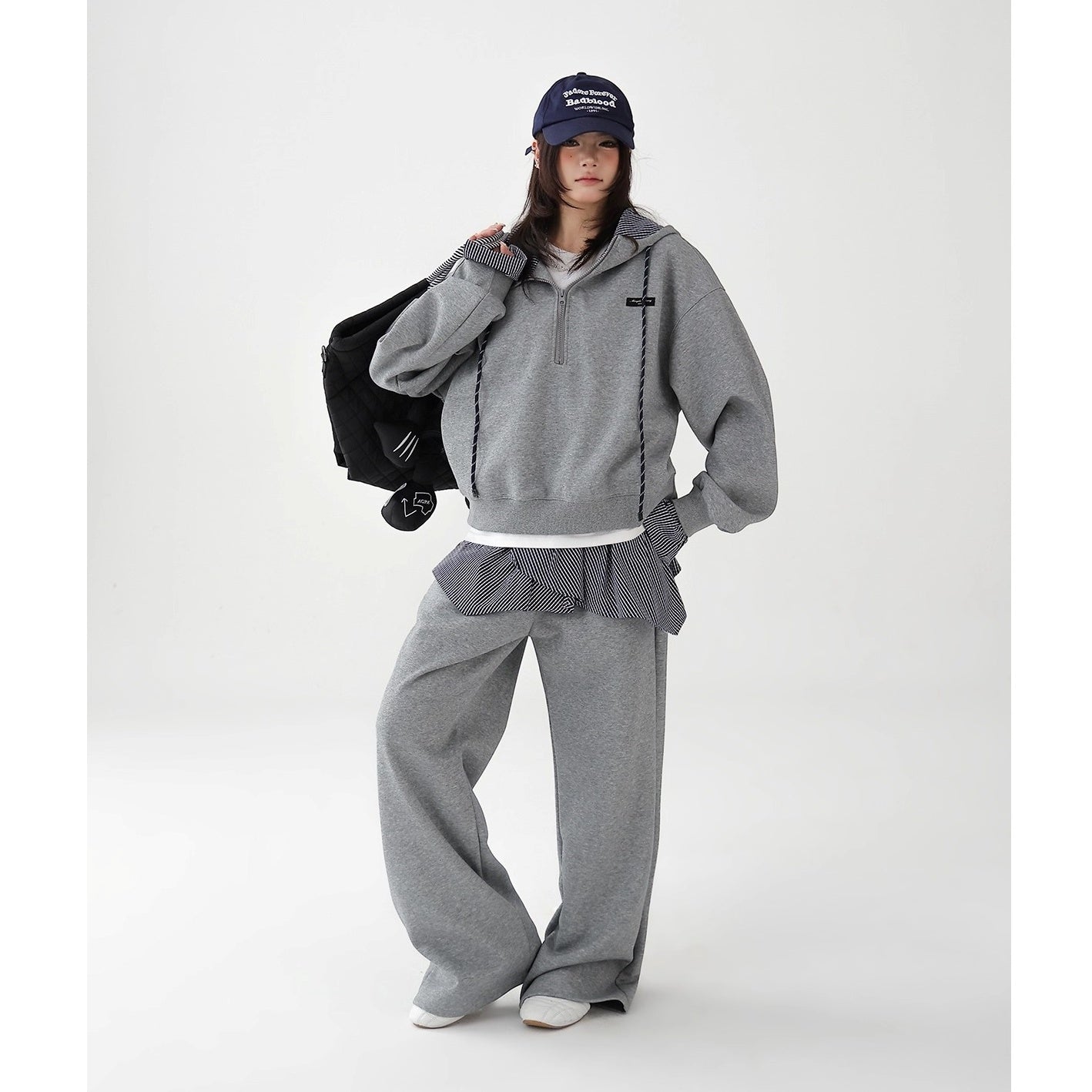 【上下別売り】Shirt Stitch Hoodie & Wide-Leg Sweat Pants Set-up AC7161