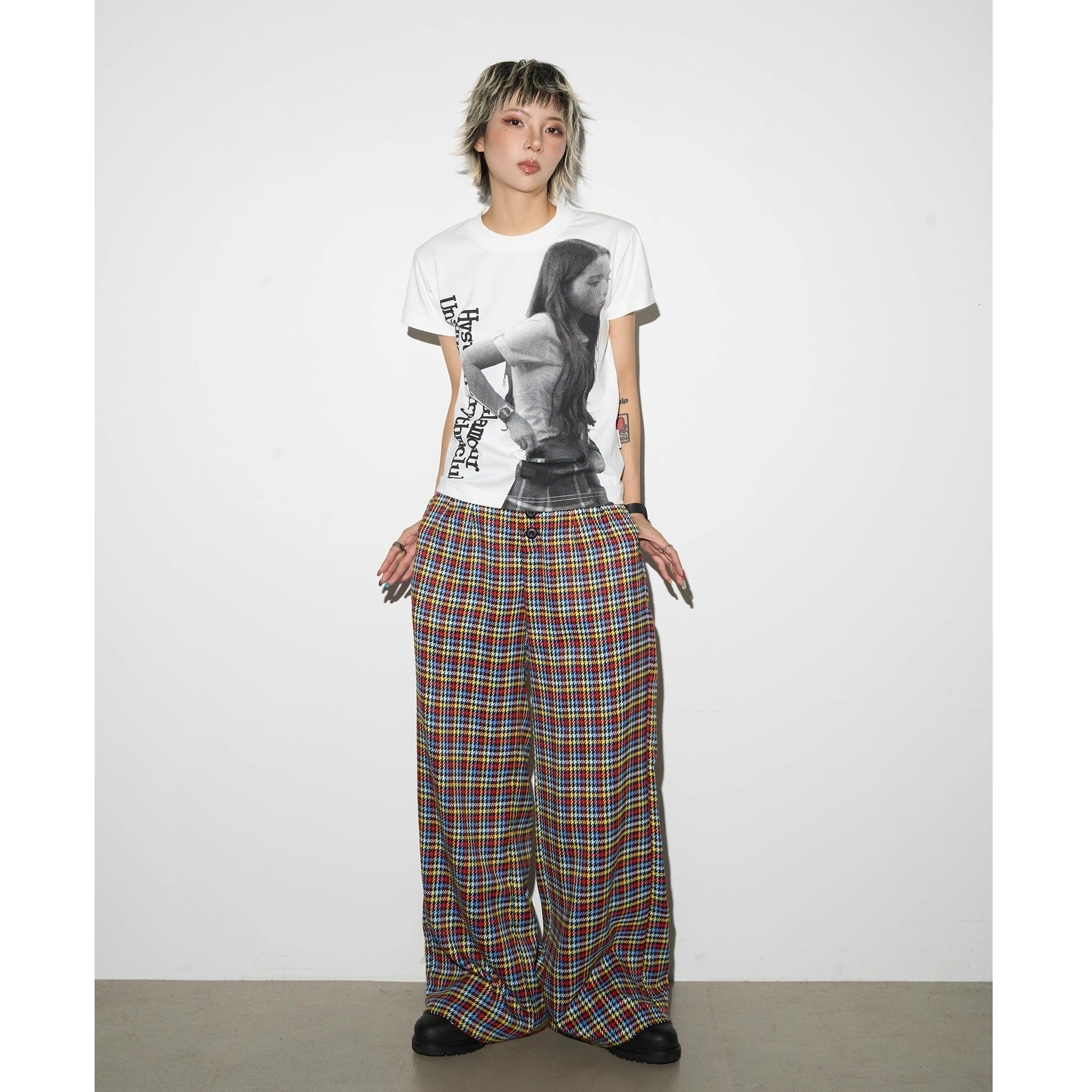 Portrait Letter Print Slim T-shirt MN9019