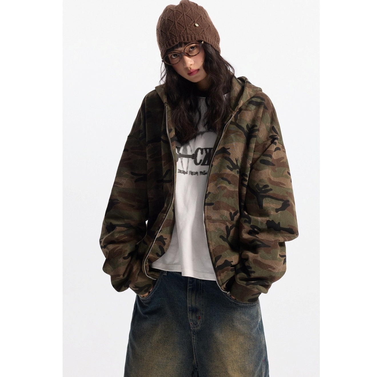 Wash Camouflage Hooded Sweat Jacket MW10309
