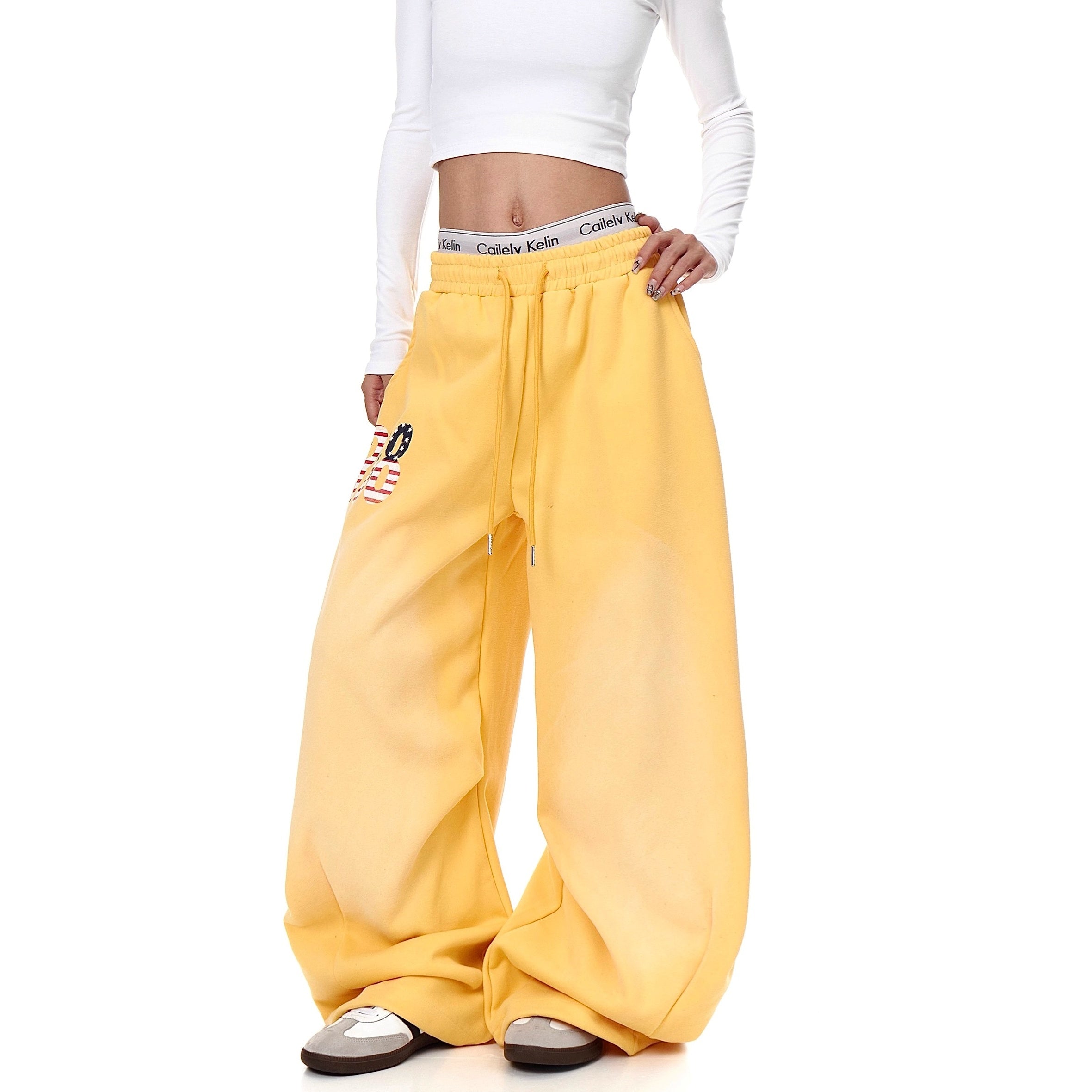 American Letter Print Loose Sweat Pants BK7012