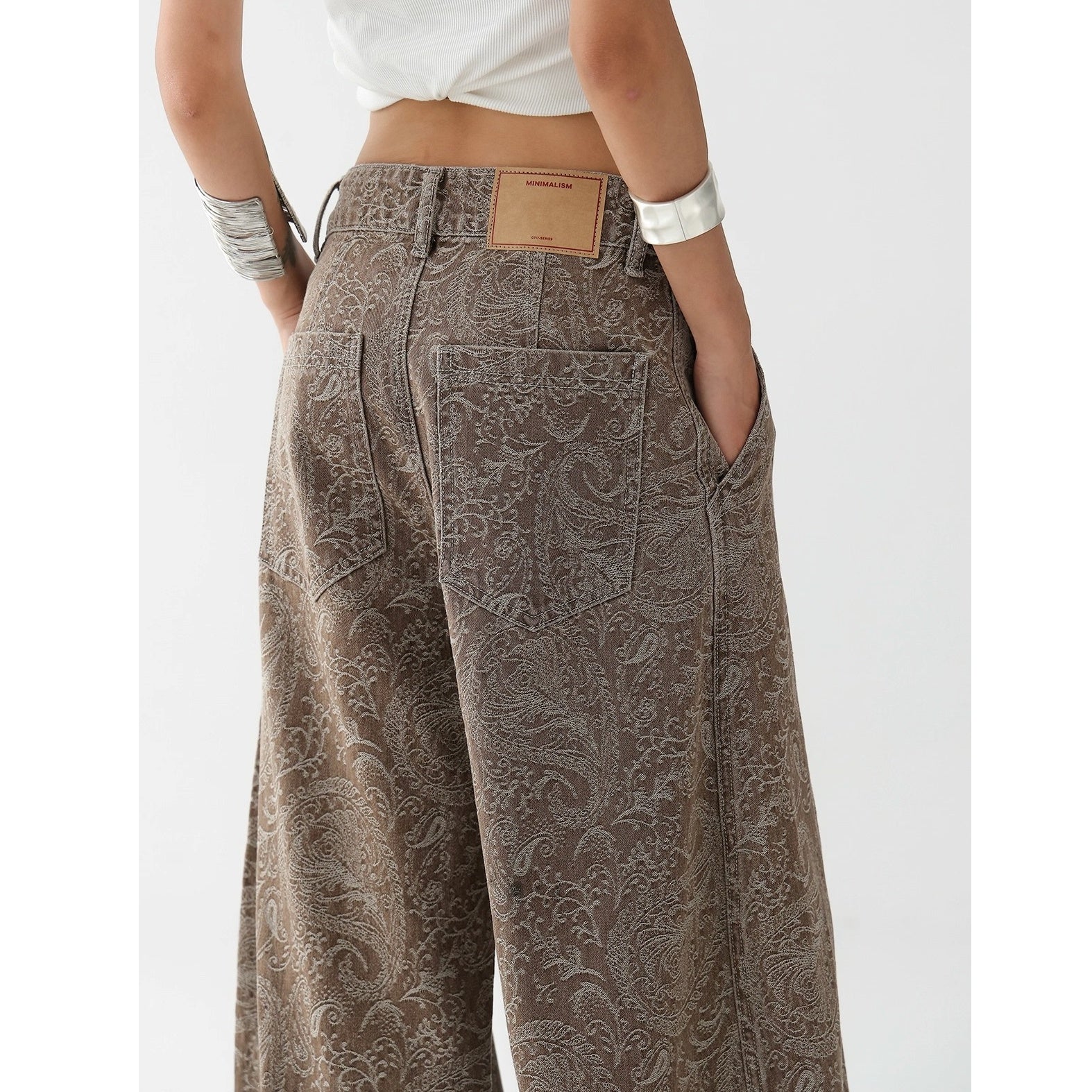 Paisley Pattern Wide-leg Curve Jeans AC7136