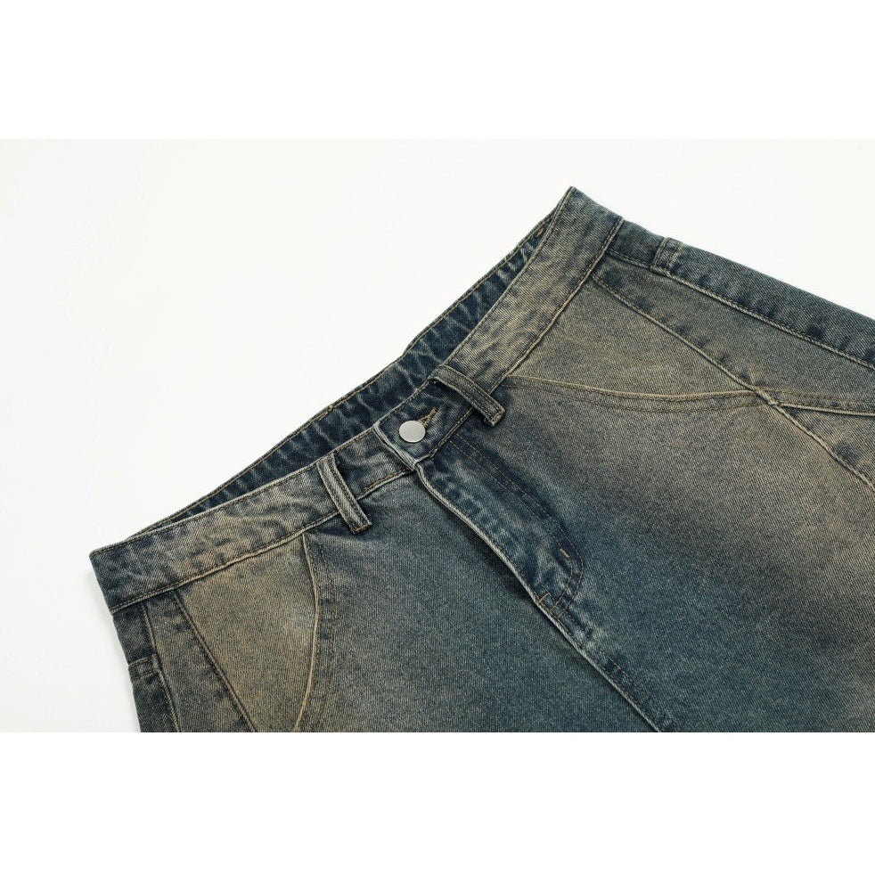 Wash Three-dimensional Deconstruction Loose Curve Jeans MW10268