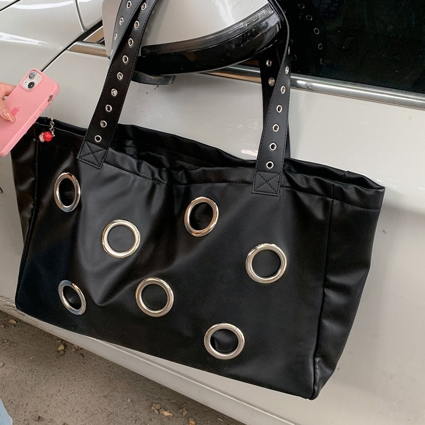 PU Leather Eyelet Large Tote Bag BA044