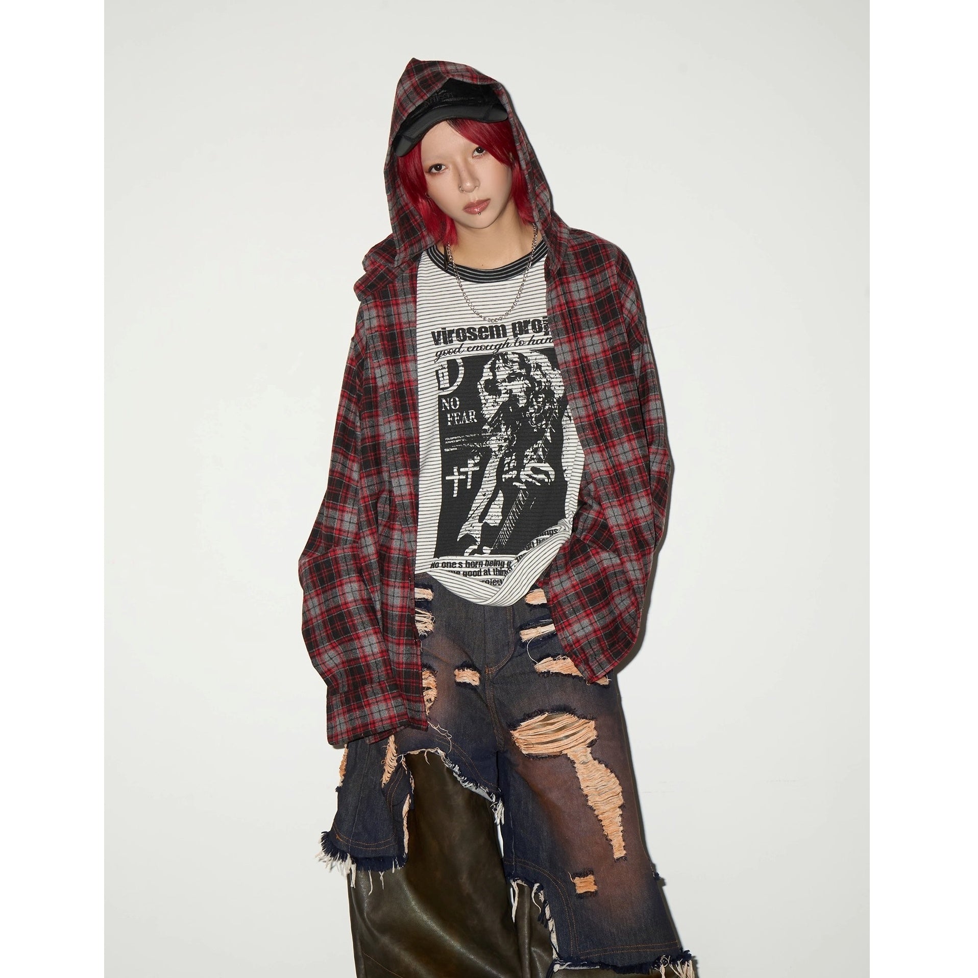 Character Print Patchwork Border Long Sleeve T-shirt MN9030