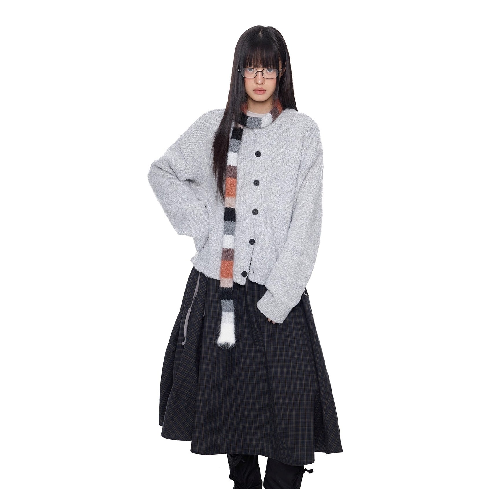 Lazy Style Crew Neck Knit Cardigan EZ267